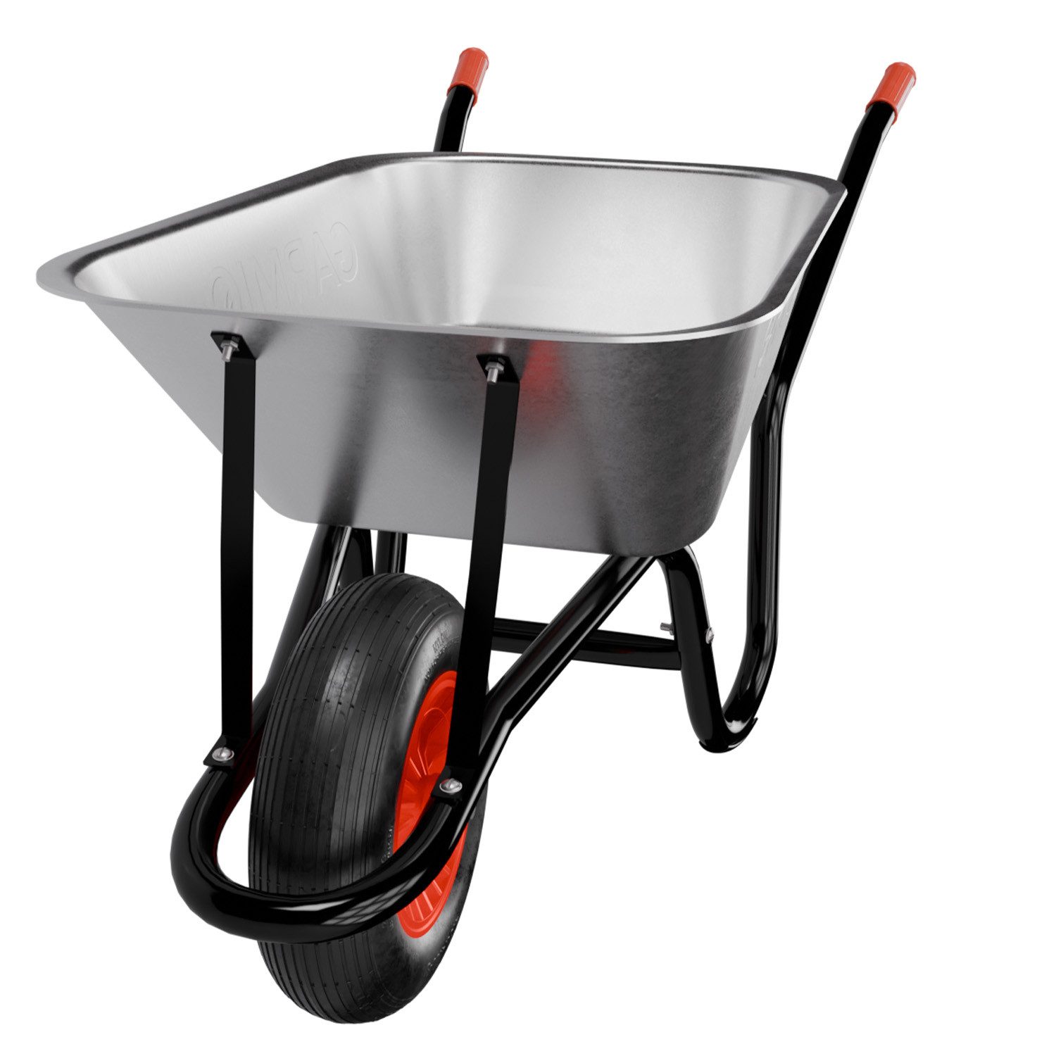 GARMIO Schubkarre Schubkarre, verzinkte Bauschubkarre 85 Liter, 5 Kubik Fassungsvermögen, (Luftreifen 16 Zoll, Futterkarre, Hofkarre, Luftreifen 16 Zoll, Futterkarre, Hofkarre), Gartenkarre bis 160 kg, silber, verzinkte Wanne