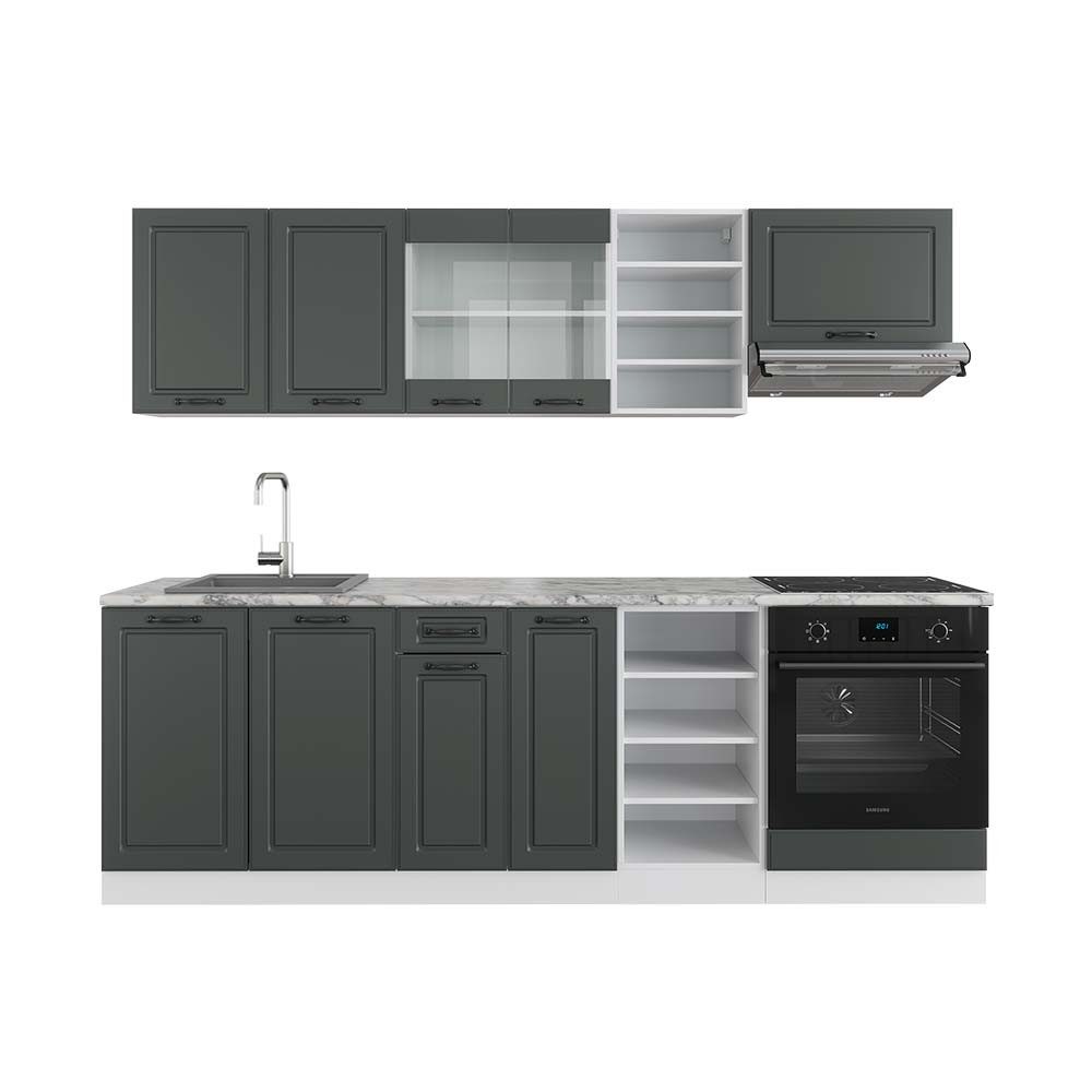 Vicco Küchenzeile R-Line, Anthrazit Landhaus/Weiß, 240 günstig online kaufen