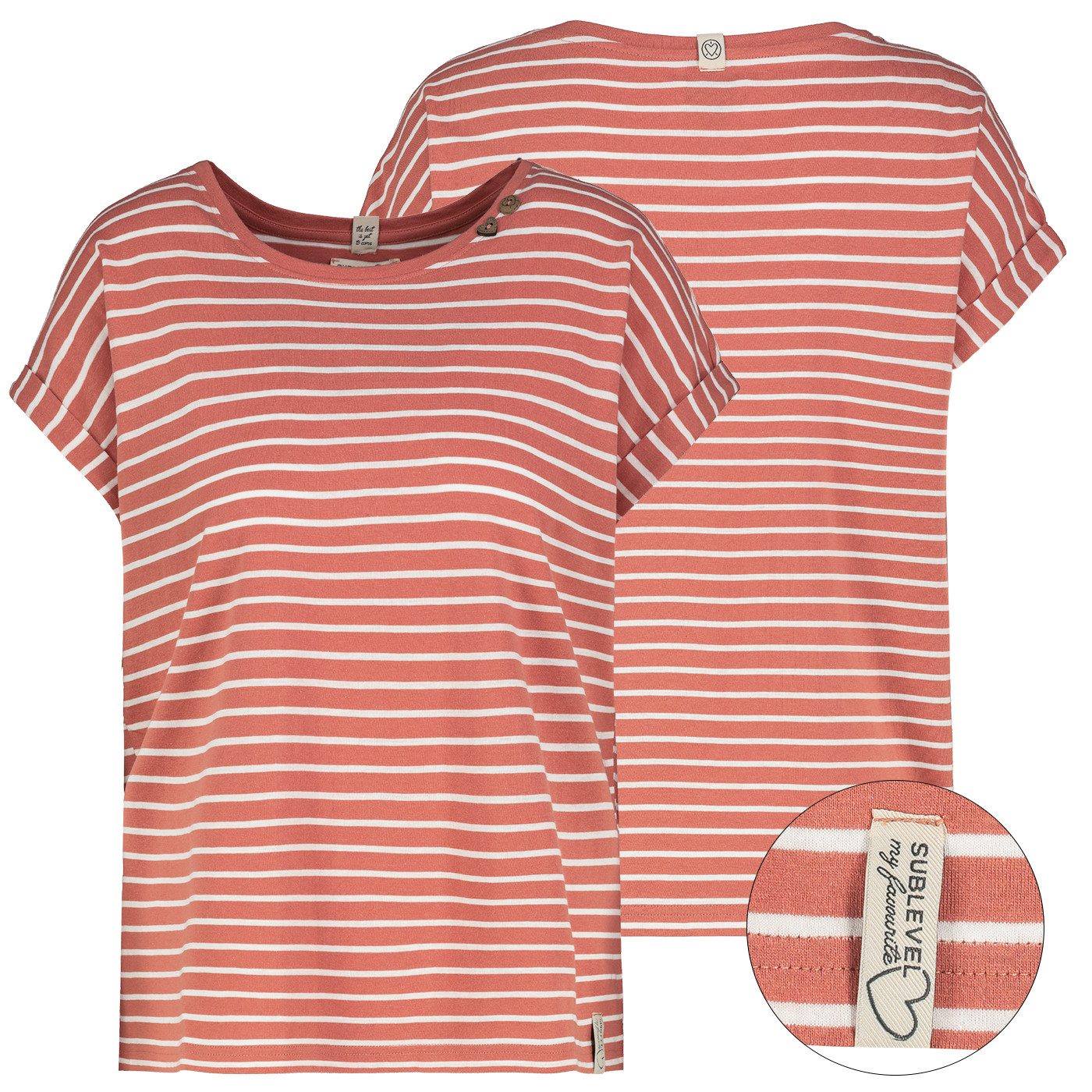 SUBLEVEL Kurzarmshirt Eight2nine Damen T-Shirt kurz arm Sommer 100% Baumwol günstig online kaufen