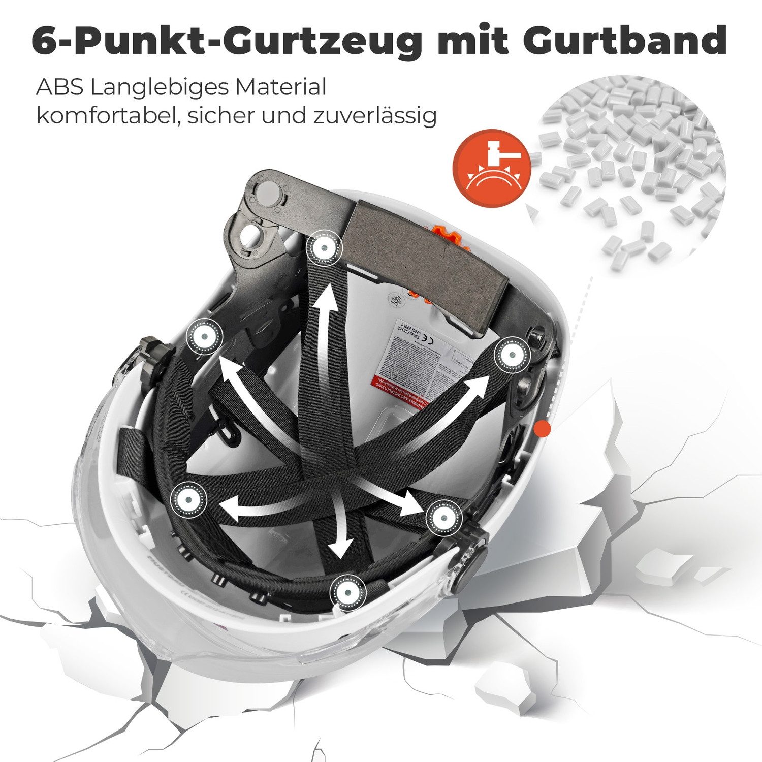 Mustbau Schutzhelm EN397 Schutzhelme mit Schweißband und Visier, 53 bis 63cm Verstellbarer Kopfumfang, strapazierfähiges ABS-Material
