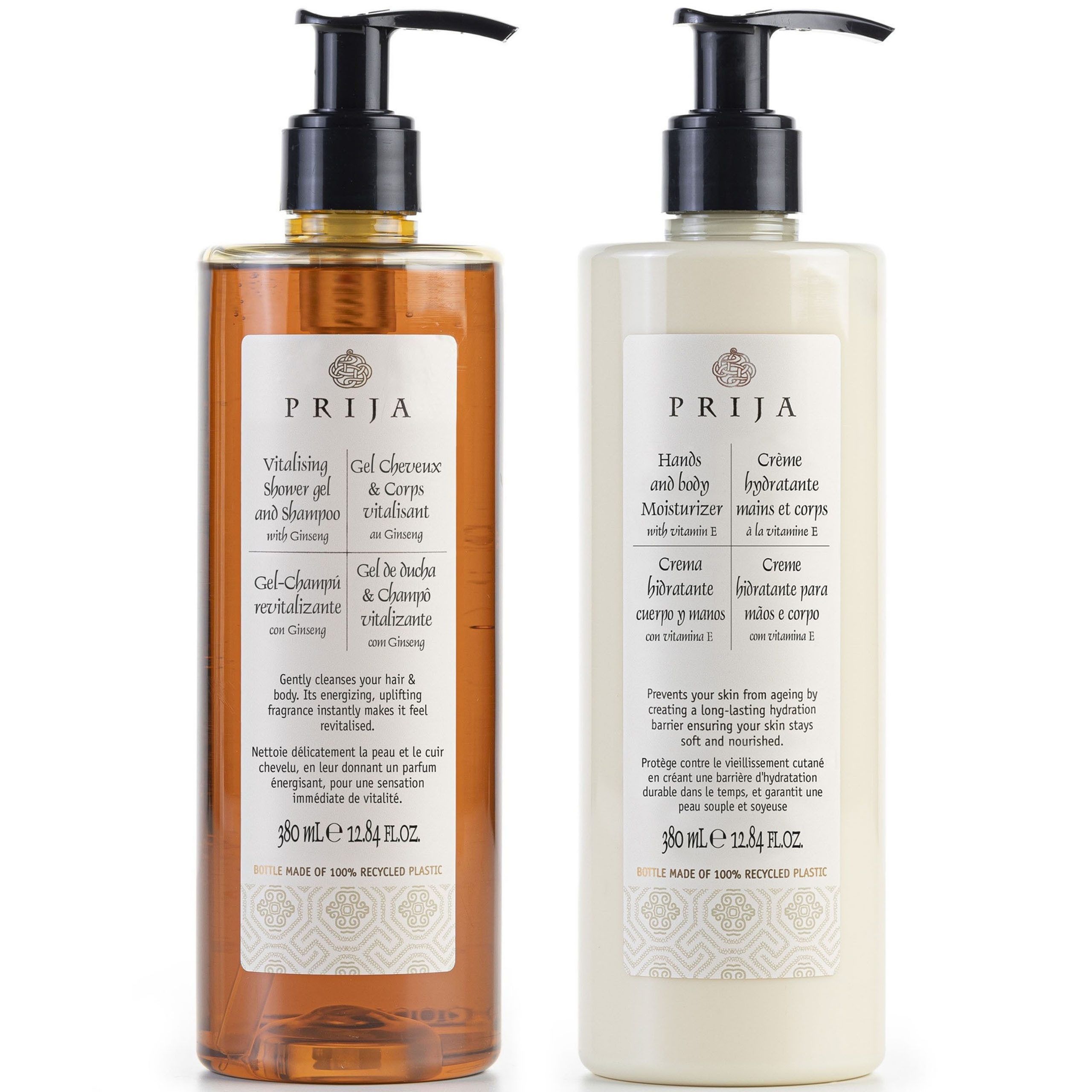 PRIJA Körperpflegemittel PRIJA VEGAN Set, Duschgel und Feuchtigkeitscreme, 2 × 380 ml