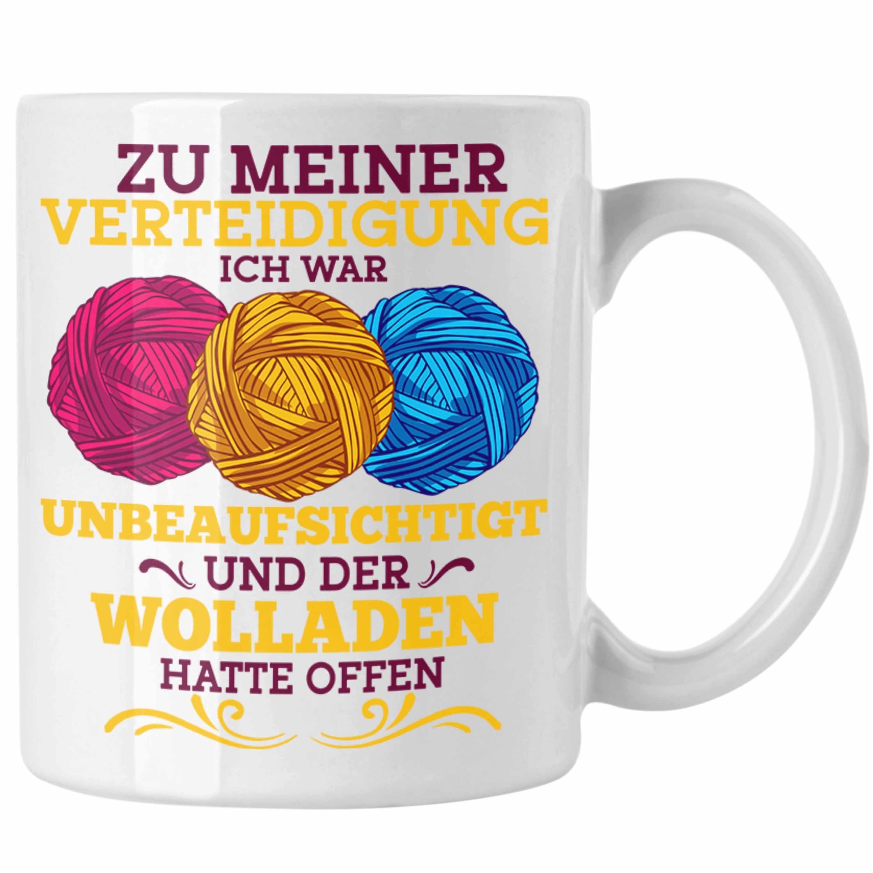 Trendation Tasse Lustige Strick Häkel-Tasse Geschenk Stricken Häkeln Spruch Oma Rentne