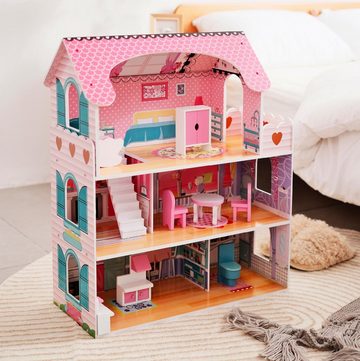 wuuhoo Puppenhaus Mary in edlem Design aus Holz in XL, Bunte Puppenvilla mit 3 Etagen Balkon und süßem Zubehör