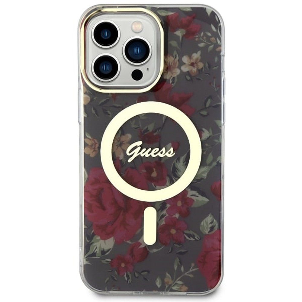 Guess Smartphone-Hülle Handyhülle Schutzhülle Blumenmotiv 6,7", MagSafe-kompatibel, Blumenmotiv, stoßdämpfend