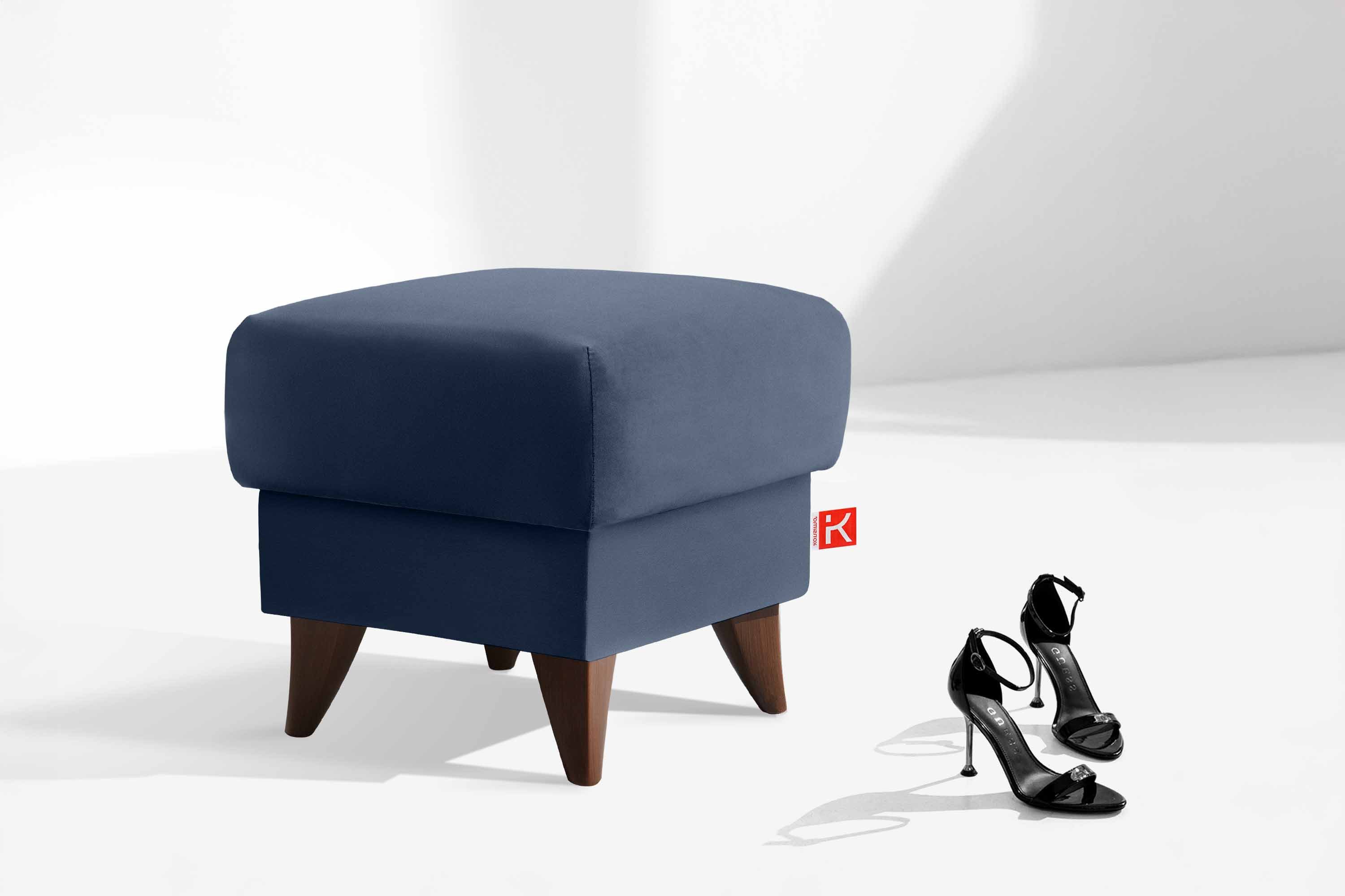 KONSIMO® Fußhocker Sitzhocker mit Stauraum GUSTAVO, hergestellt in der EU, handgefertigt, braun Füße, Polsterhocker, Elegant