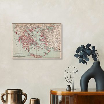 Posterlounge Holzbild Granger Collection, Karte vom antiken Griechenland (Englisch), Wohnzimmer Illustration