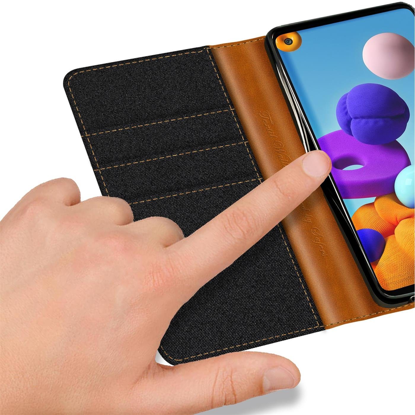 CoolGadget Handyhülle Flip Case Wallet Cover Book Tasche für Samsung Galaxy A21s 6,5 Zoll, Handy Tasche mit Kartenfach Book Schutzhülle – Bild 3 von 5