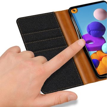 CoolGadget Handyhülle Denim Schutzhülle Flip Case für Samsung Galaxy A21s 6,5 Zoll, Book Cover Handy Tasche Hülle für Samsung A21s Klapphülle