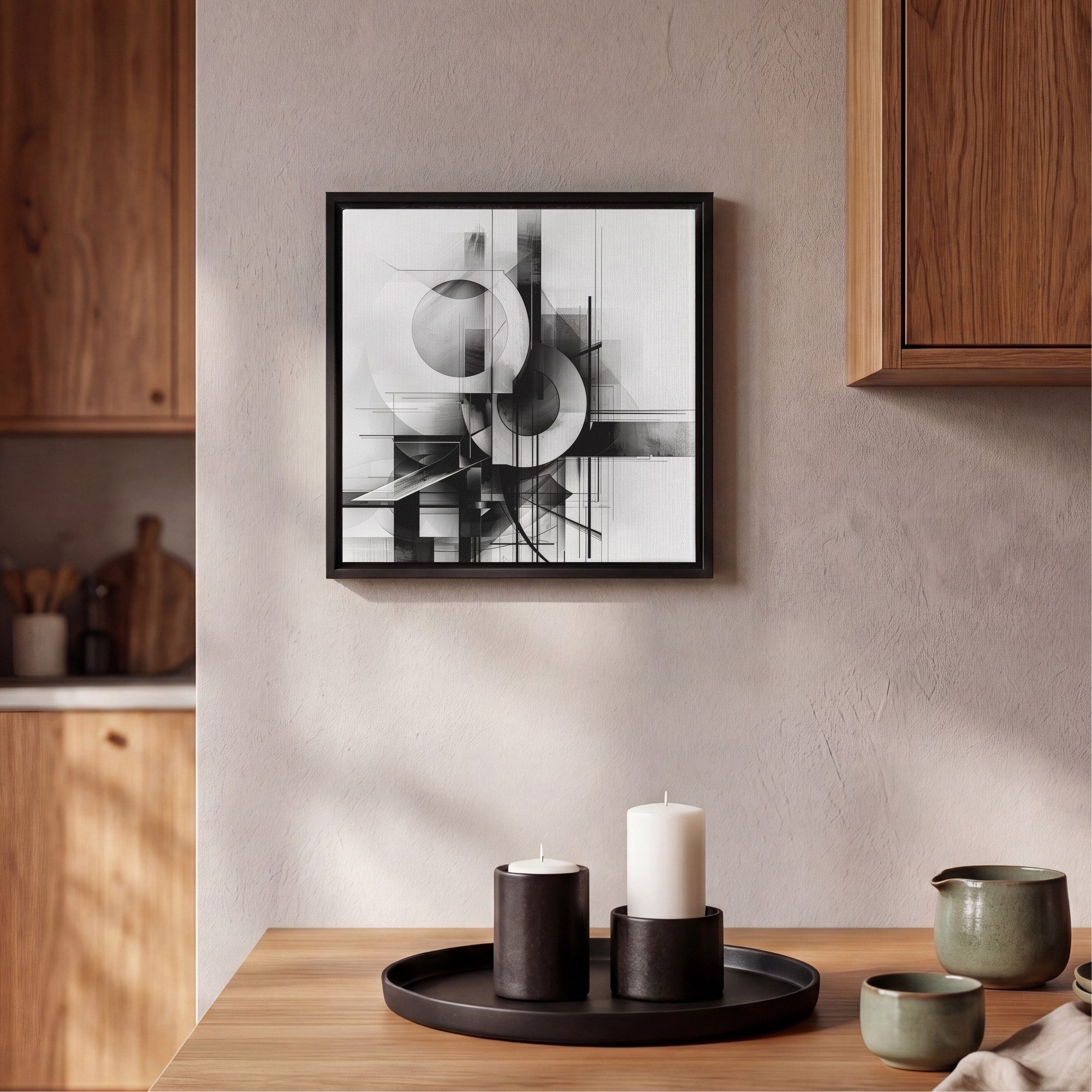 OneMillionCanvasses® Leinwandbild mit Rahmen - Abstrakt - Kunst - Modern - Schwarz und weiß, Fotodruck (1 St), Leinwand Bilder Klein, Wand Dekoration Aesthetic  – Bild 2 von 5