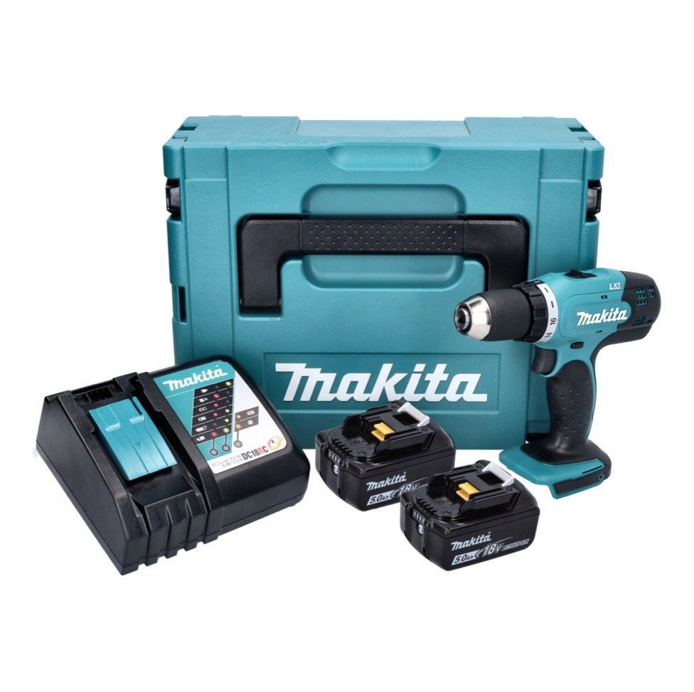 Thumbnail - Makita Säulenbohrmaschine DDF 453 RTJ Akku Bohrschrauber 18 V 42 Nm + 2x Akku 5,0 Ah + Ladegerä