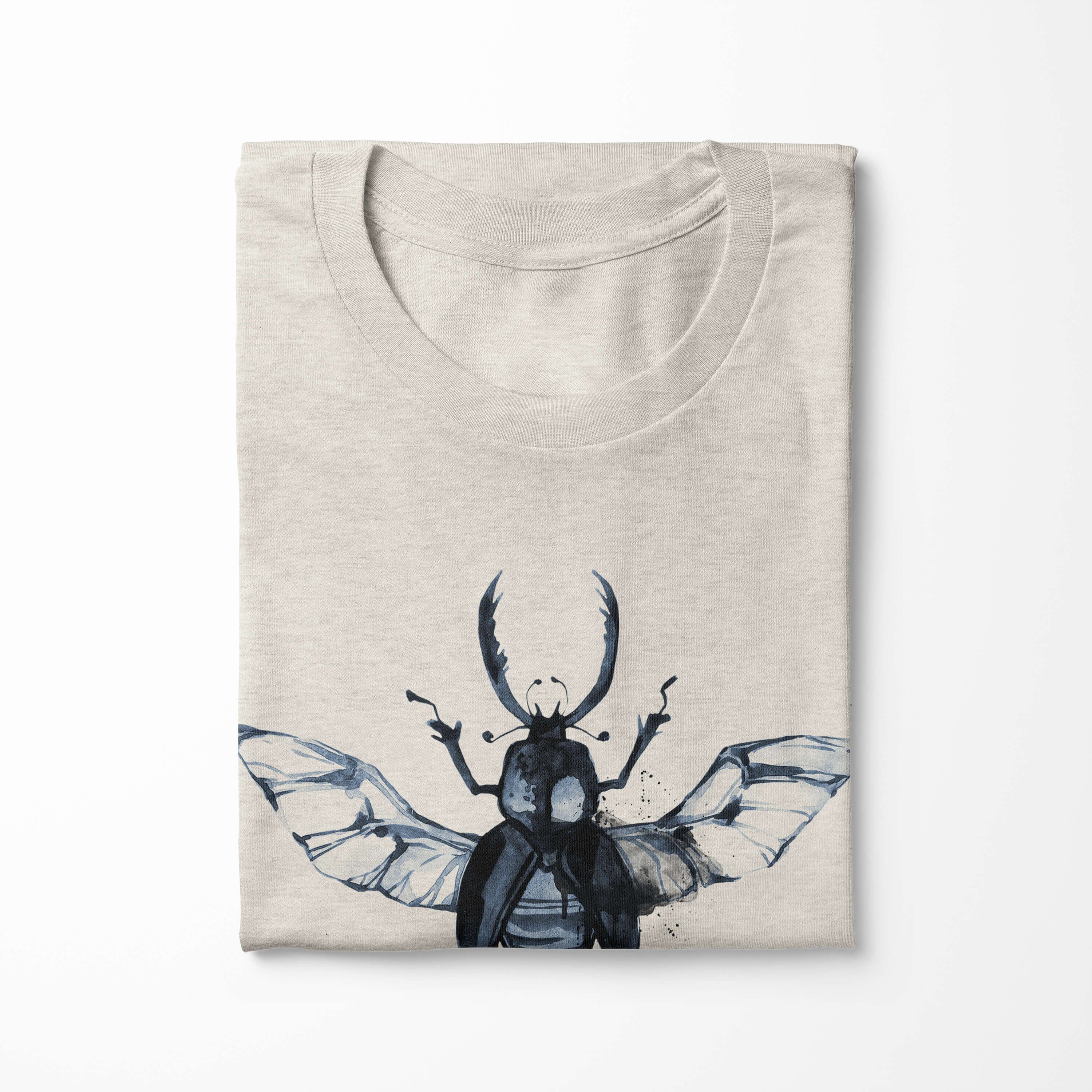 Sinus Art Motiv T-Shirt Bio-Baumwolle Ökomod Organic Herren Shirt T-Shirt (1-tlg) Nachhaltig 100% Aquarell Käfer Insekt Farbe