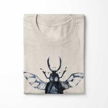 Sinus Art T-Shirt Herren Shirt 100% Bio-Baumwolle T-Shirt Aquarell Motiv Käfer Insekt Farbe Nachhaltig Organic Ökomod (1-tlg)