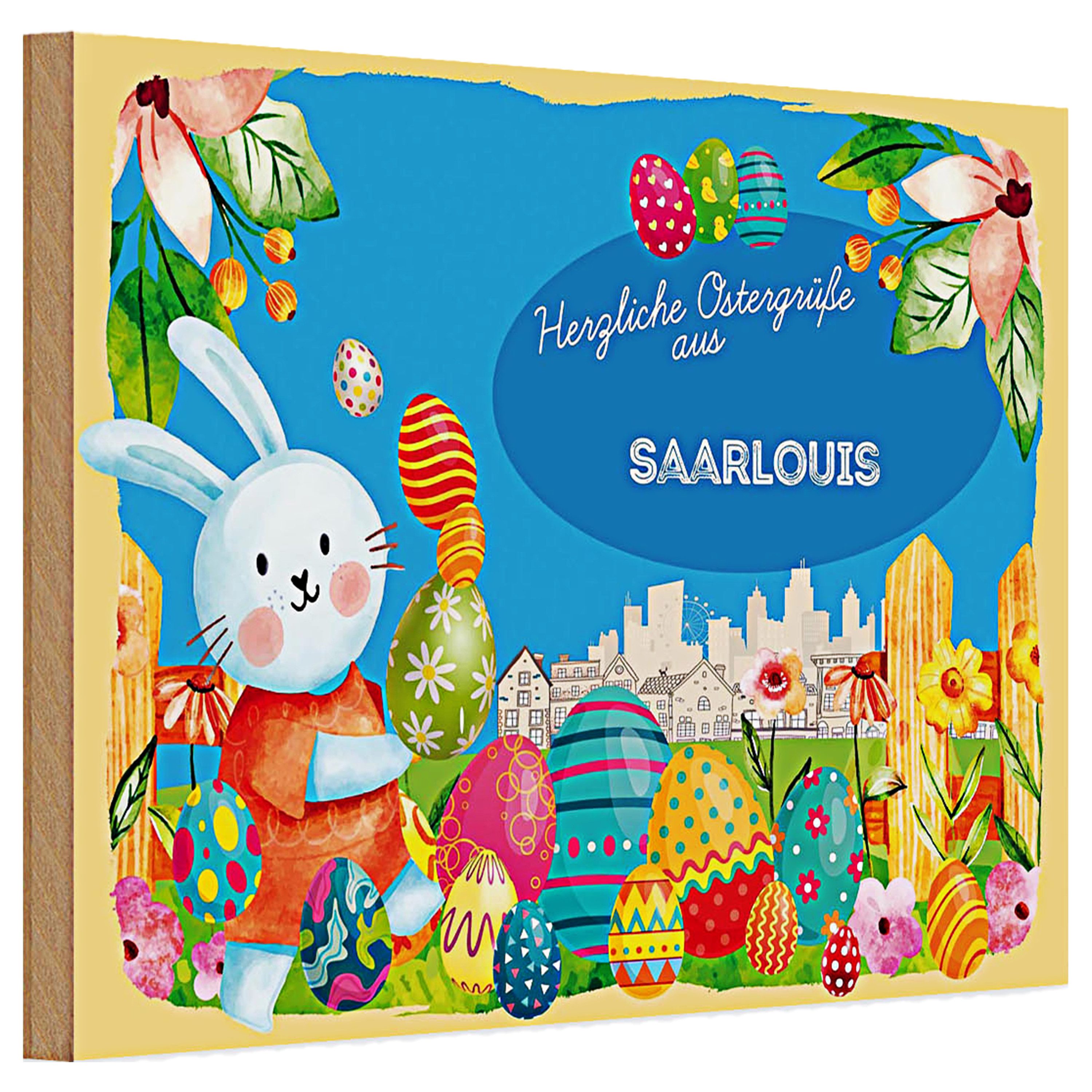 Roomando Holzbild Holzschild Ostern Ostergrüße 30x20cm SAARLOUIS