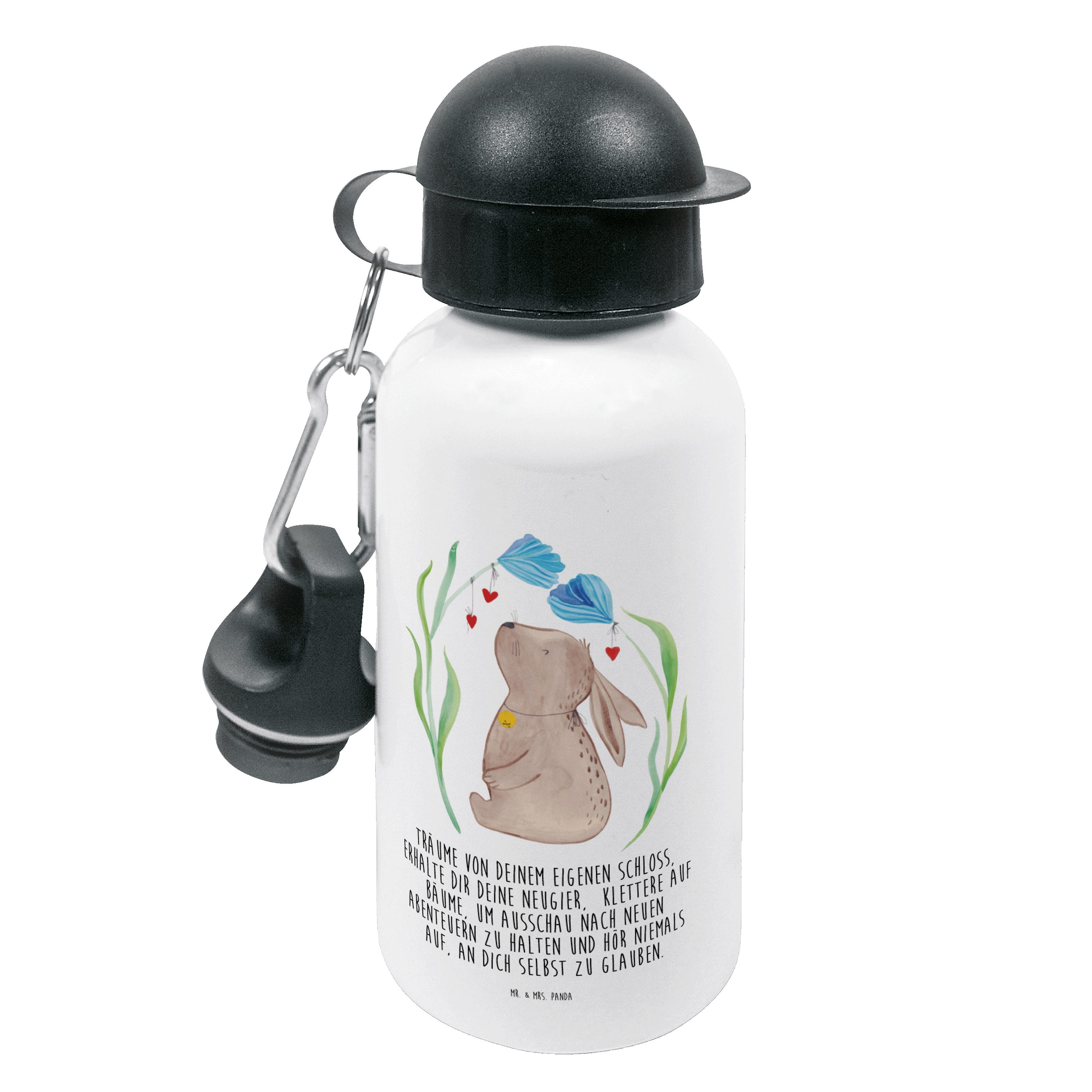Mr. & Mrs. Panda Trinkflasche Hase Blume - Weiß - Geschenk, Mädchen, erstes Kind, Geburtstag, Kinde