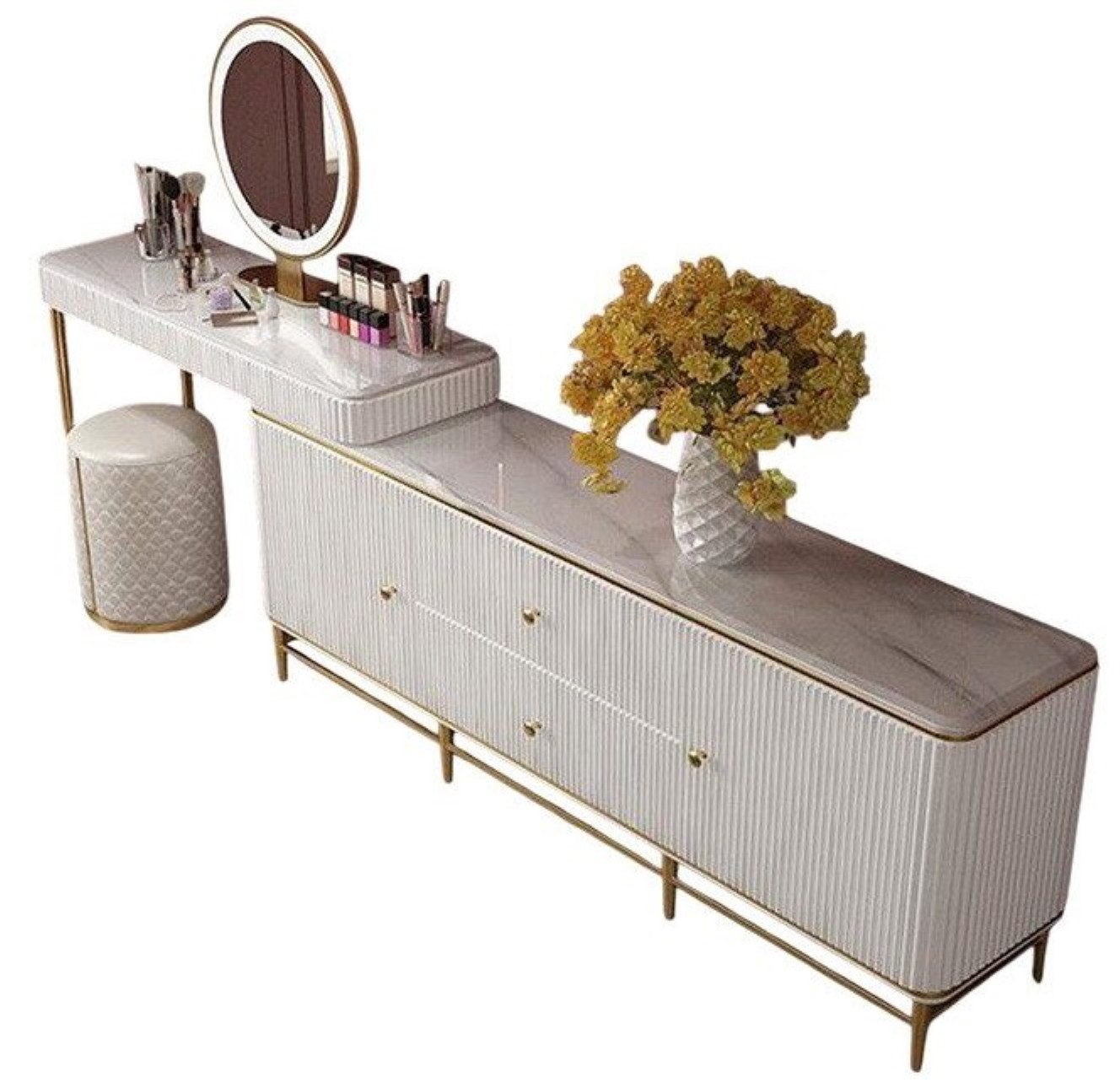 JVmoebel Schminktisch Spiegel Konsole Kommode Schlafzimmer Tische Tisch Kommoden Weiß, Made in Europa