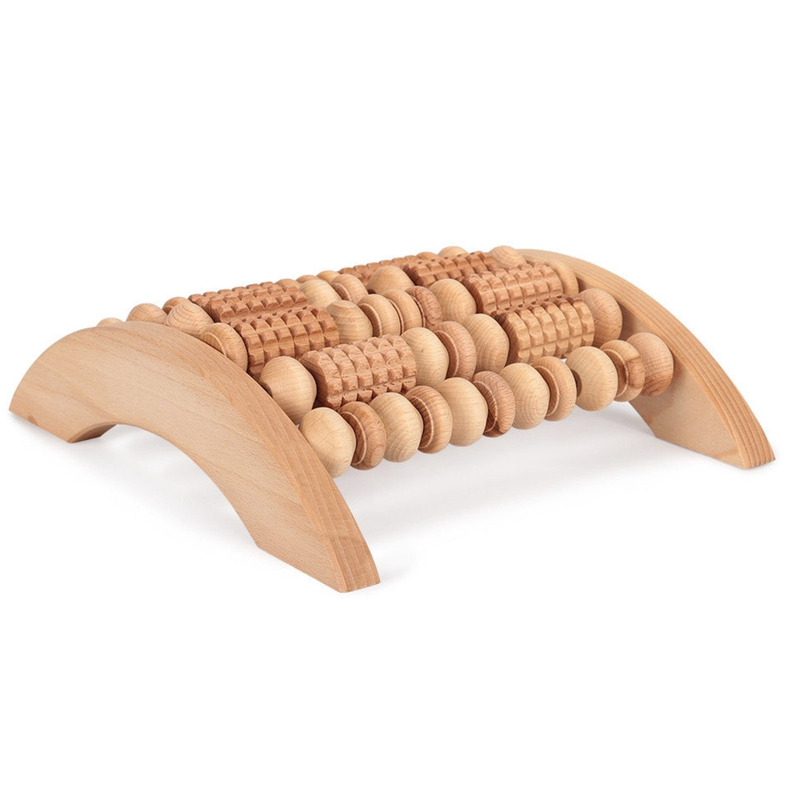 Habys Massageliege Holz-Fußmassagegerät aus Buchenholz, 6 Rollen, Fußreflexzonen