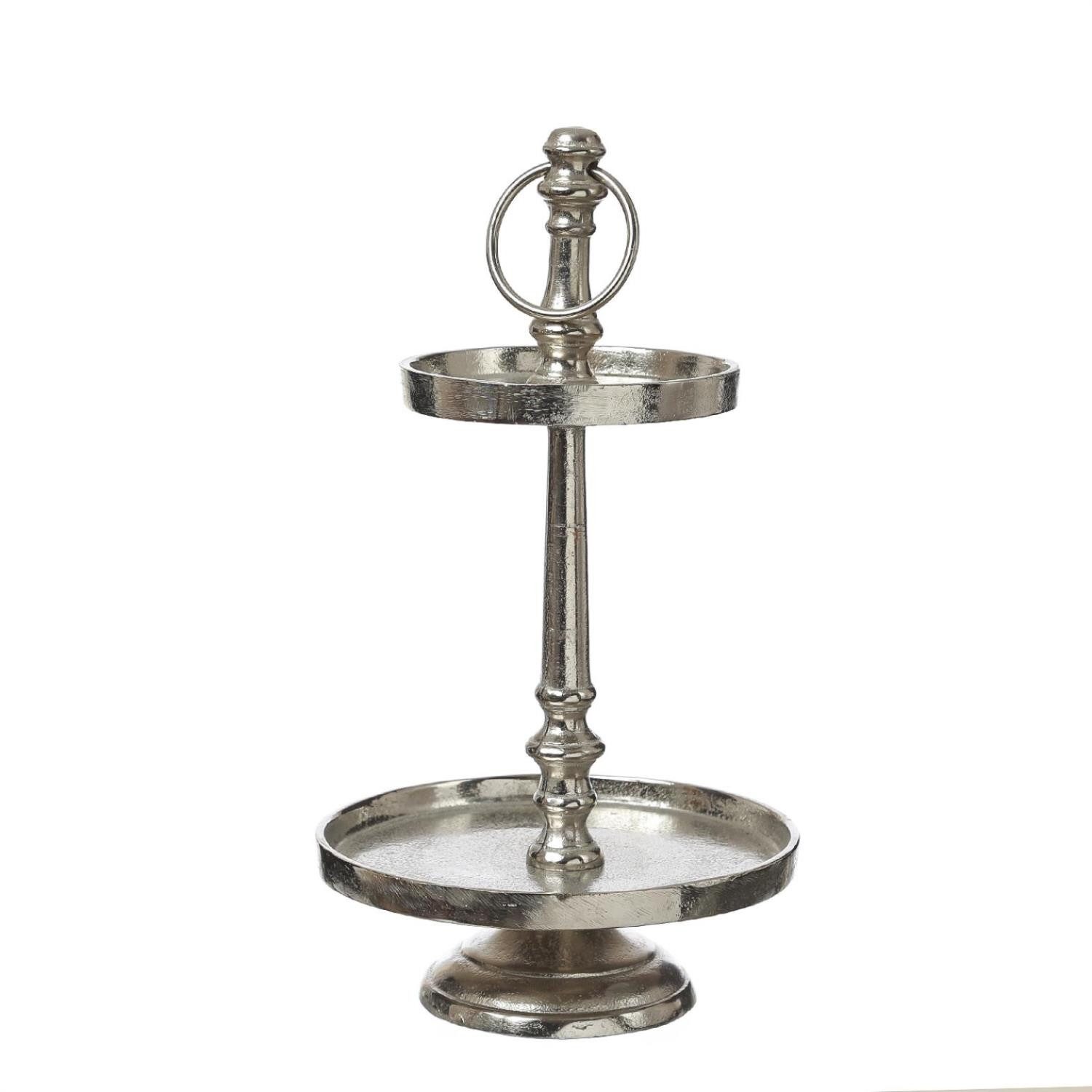 MARELIDA Etagere Etagere Aluminium 2 stöckige Servierplatte Dekoetagere H: 34cm silber, Aluminium, (1-tlg)