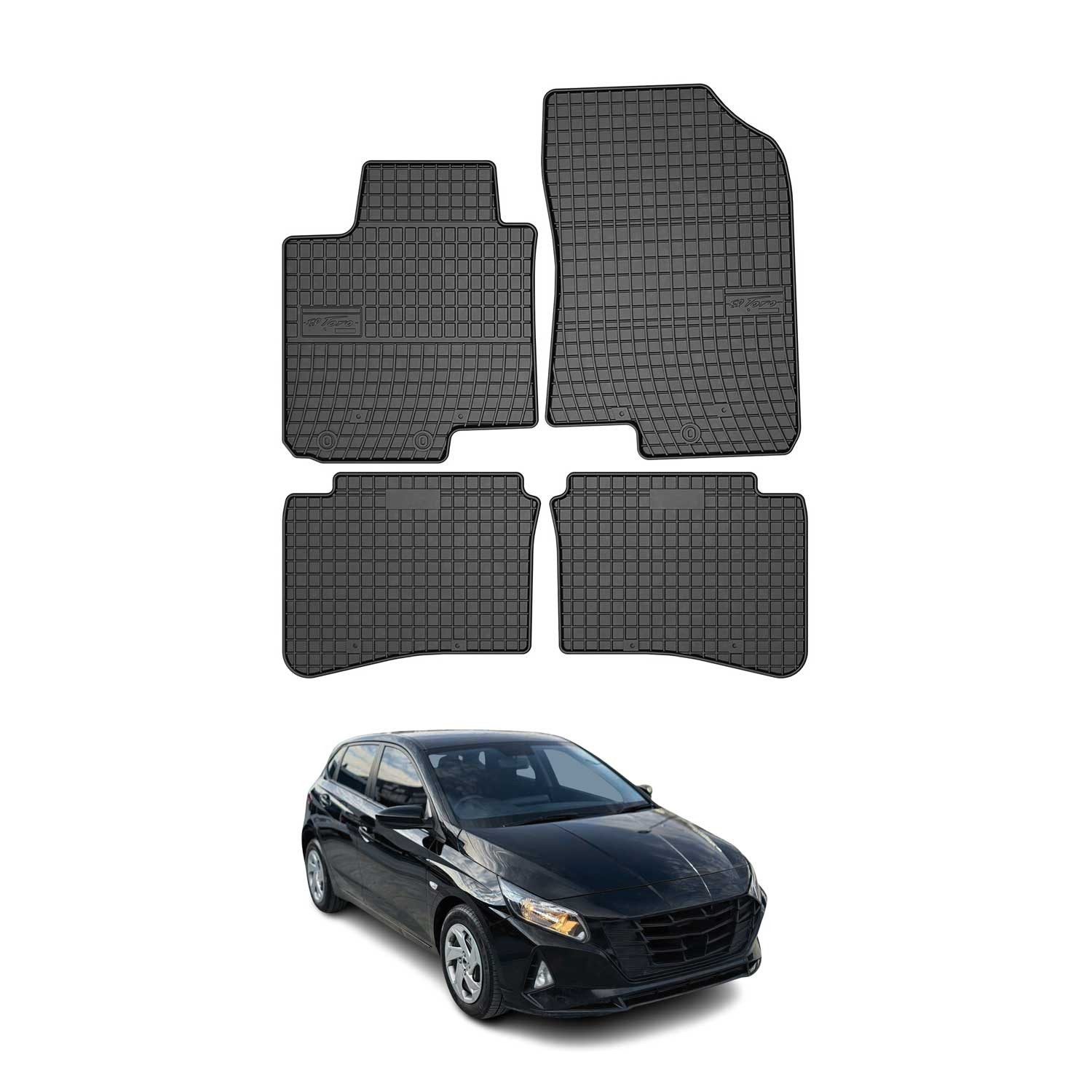 Auto-Fußmatten für Hyundai i20 2014-2020 Gummimatten Schwarz 4 tlg