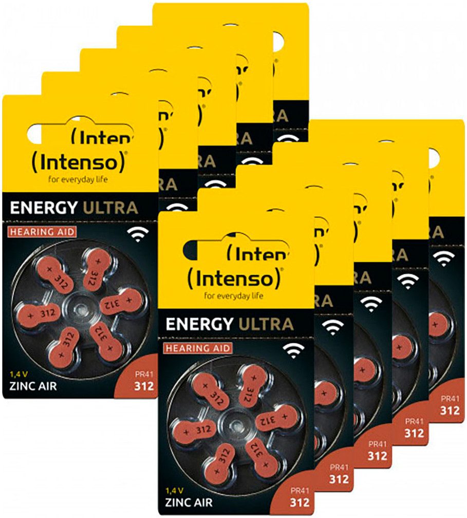 Intenso Hörgerätebatterien A312 60er Pack 7504436MP Batterie, PR41 (10 St)