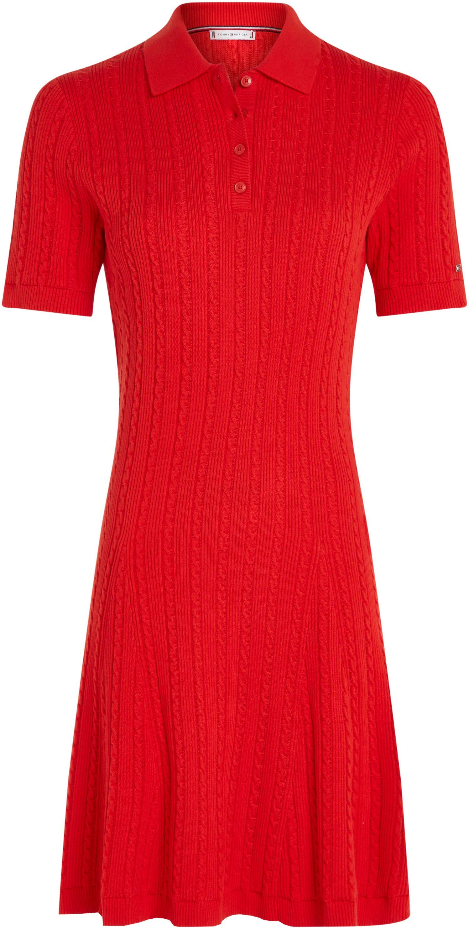Tommy Hilfiger Polokleid CABLE F&F POLO SS SWT DRESS mit Mini-Zopfmuster | Ringelkleider