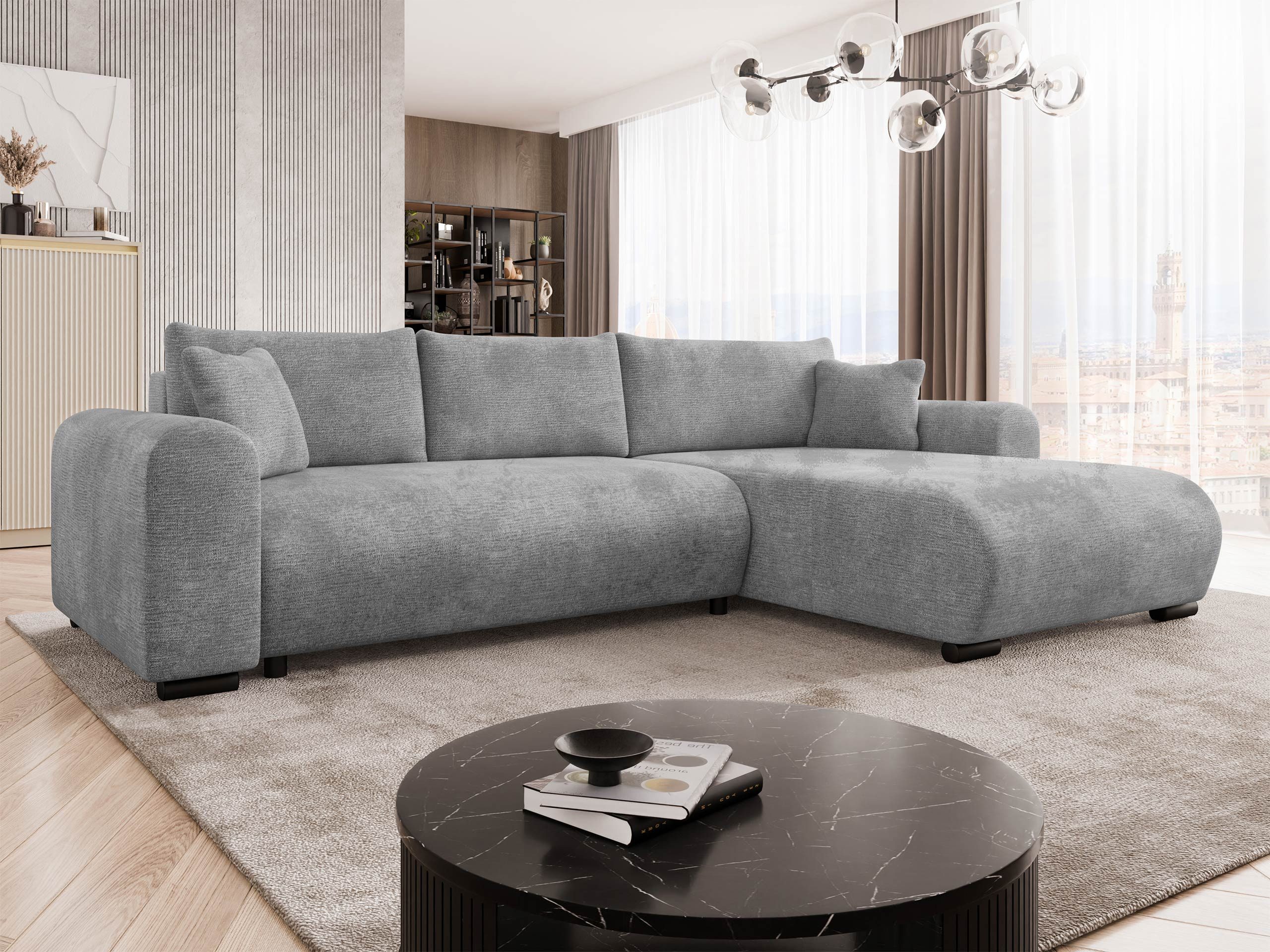 MIRJAN24 Ecksofa Merkos, mit Schlaffunktion und Bettkasten, Metallfüße, Holzkonstruktion, Seite universal