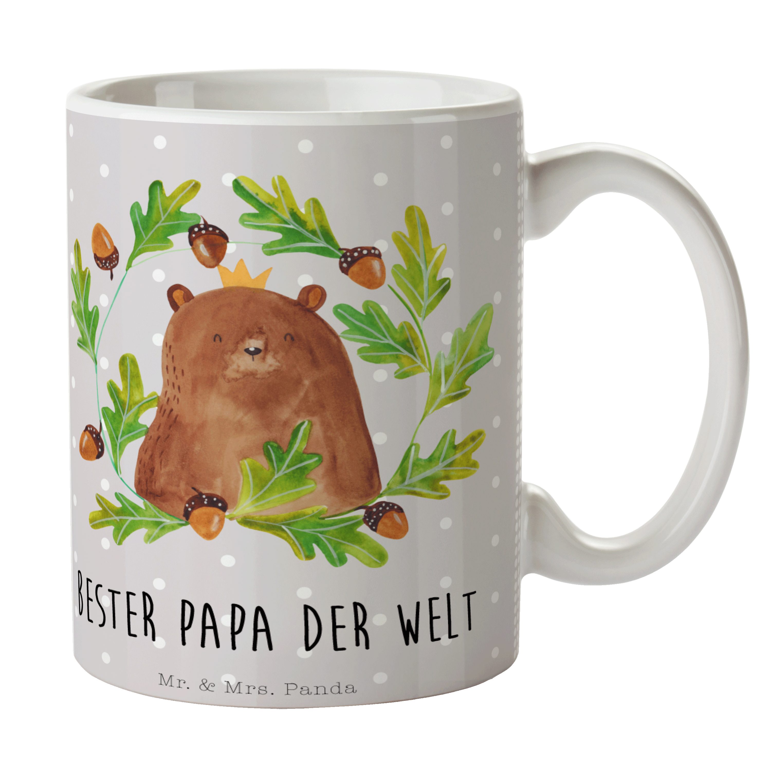 Mr. & Mrs. Panda Tasse Bär König - Grau Pastell - Geschenk, Teddybär, Kaffeetasse, bester Pa, Keramik