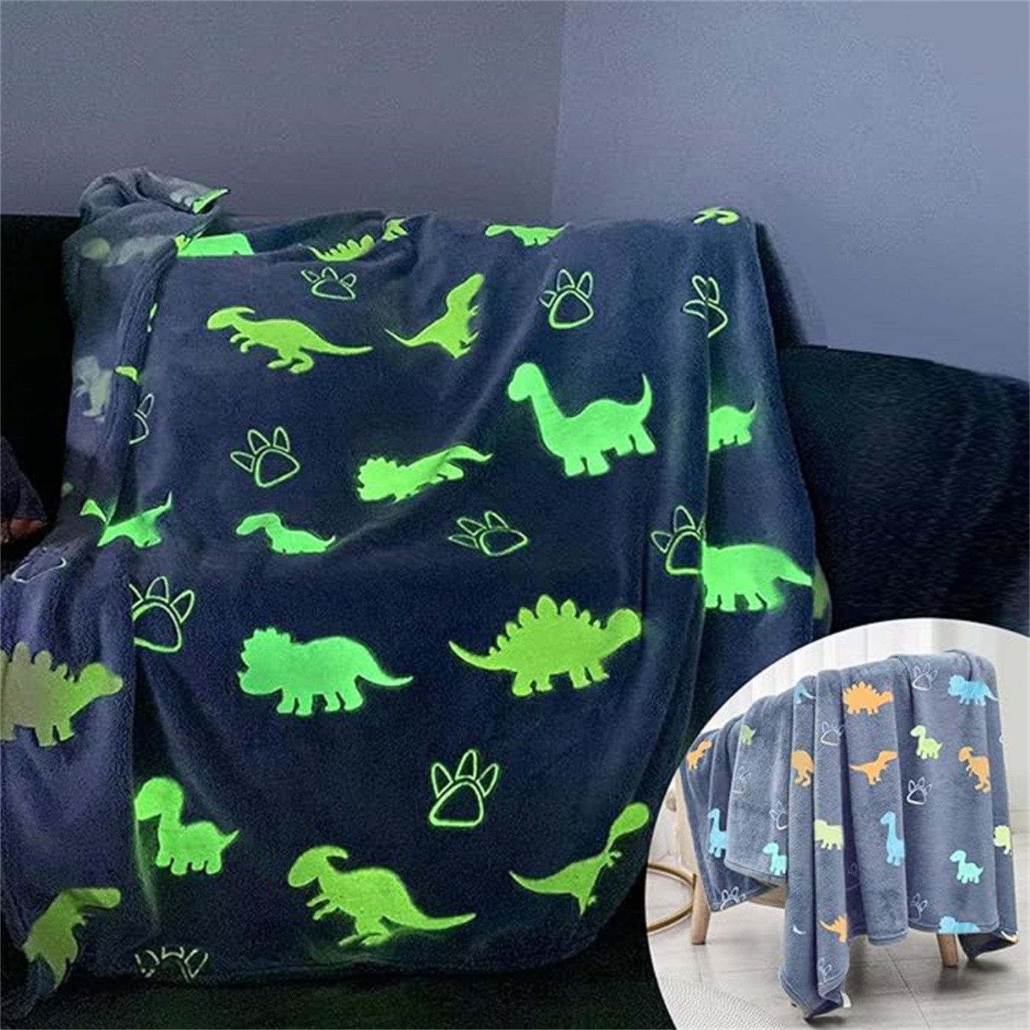 Kinderdecke Kinder Flanell Leuchtet Im Dunkeln Blanket,150x130cm Dino Decke günstig online kaufen