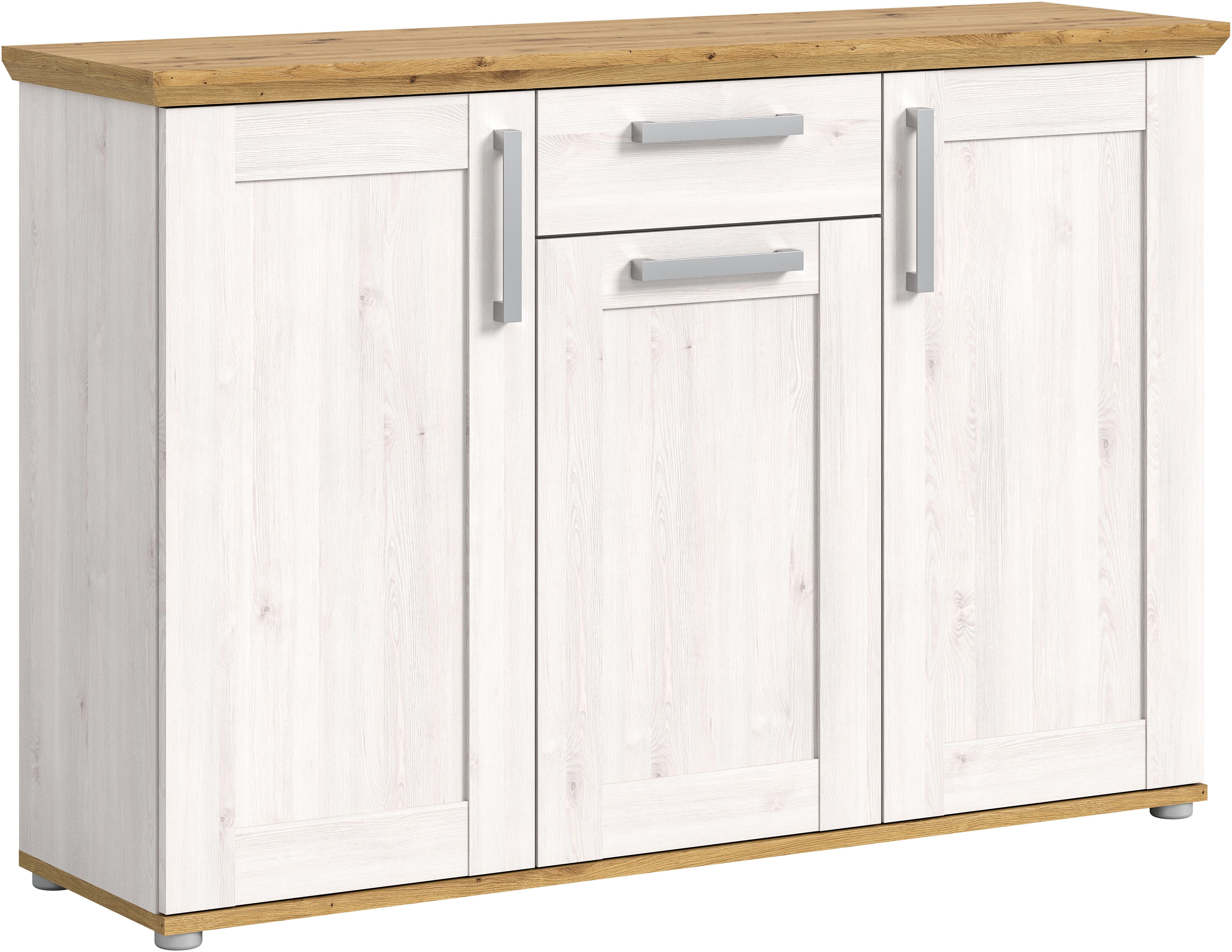 Home affaire Kommode COSENZA, Breite 137 cm, 3 Türen, 1 Schubkasten, in Landhausoptik, Anrichte, Schrank, Sideboard