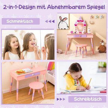 KOMFOTTEU Schminktisch Kinder (Set), mit Spiegel & Hocker