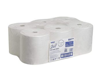 KIMBERLY-CLARK Haushaltshobel Scott 6667 Rollenhandtücher, Weiß, 6 Rollen 304 m, 1-lagig