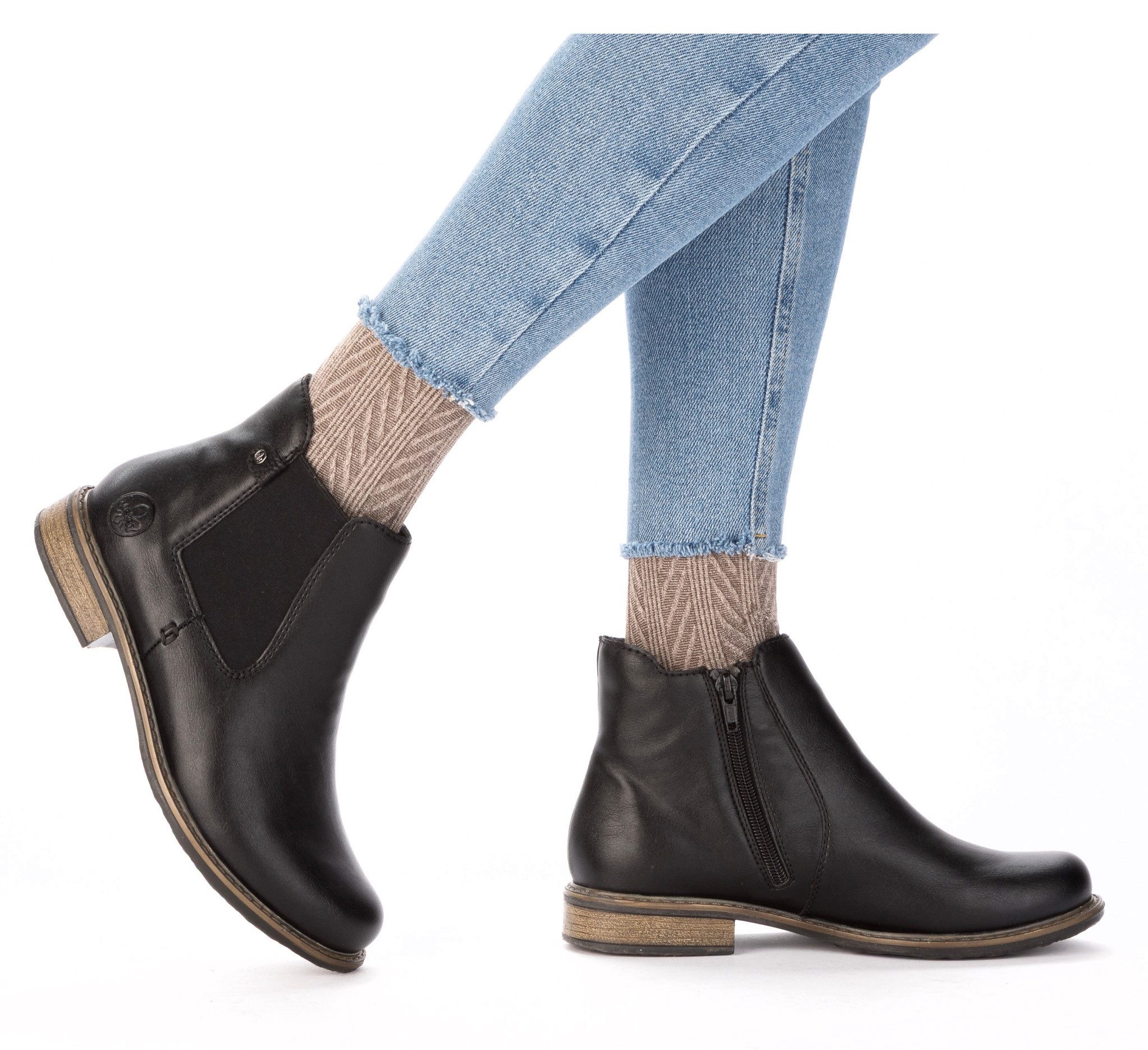 Rieker Chelseaboots Stiefelette, Boots, Blockabsatz, mit elastischem Einsatz