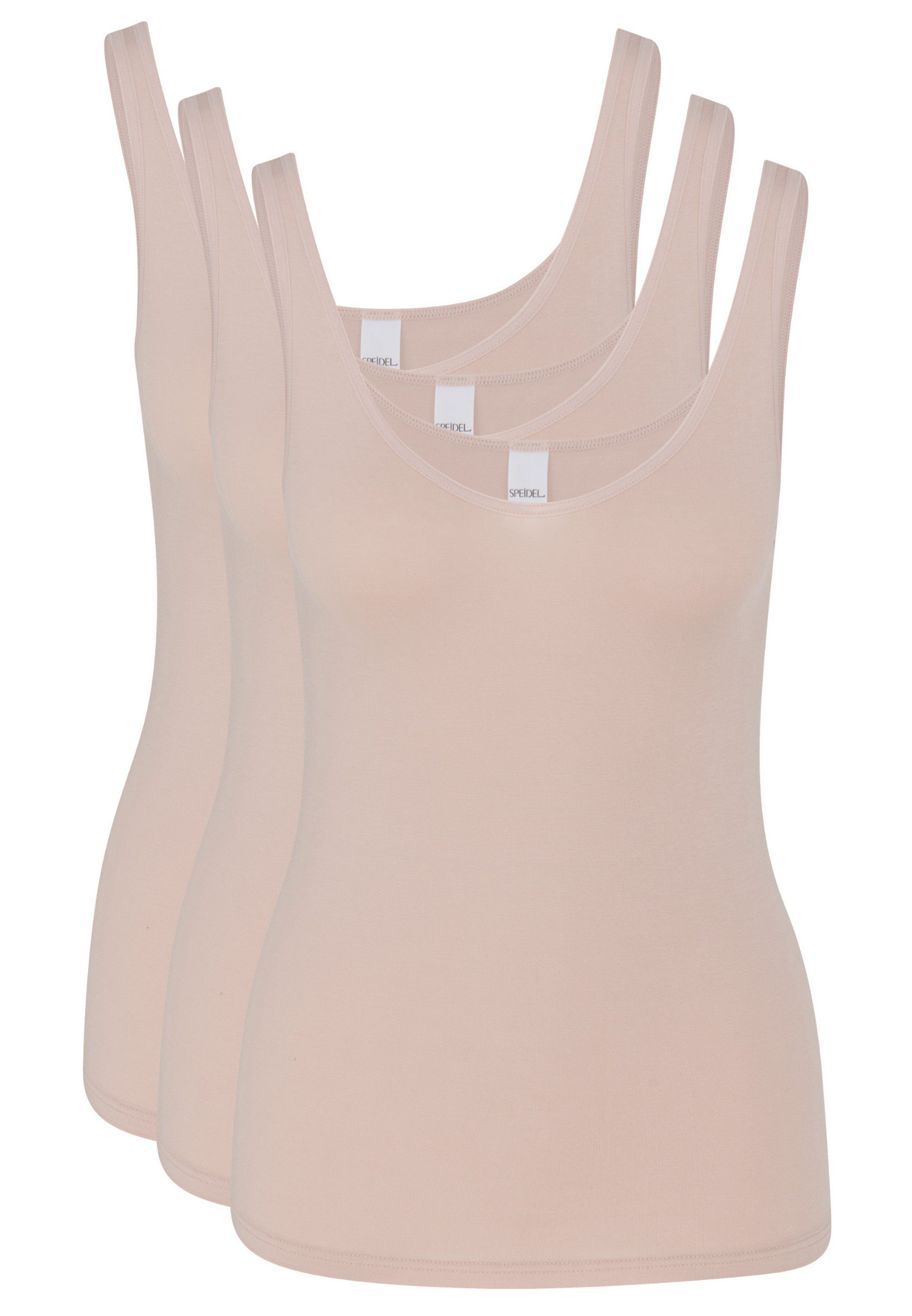 Unterhemd Atmungsaktiv - (Spar-Set, / 3-St) - 3er Hellbeige Top Unterhemd Softfeeling Pack Baumwolle Speidel