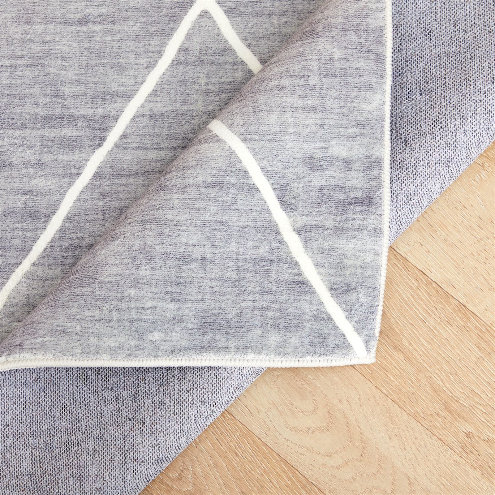 IDIMEX Teppich RHOMB, Wohnzimmerteppich 160x230cm waschbar mit Linien-Design Rauten grau