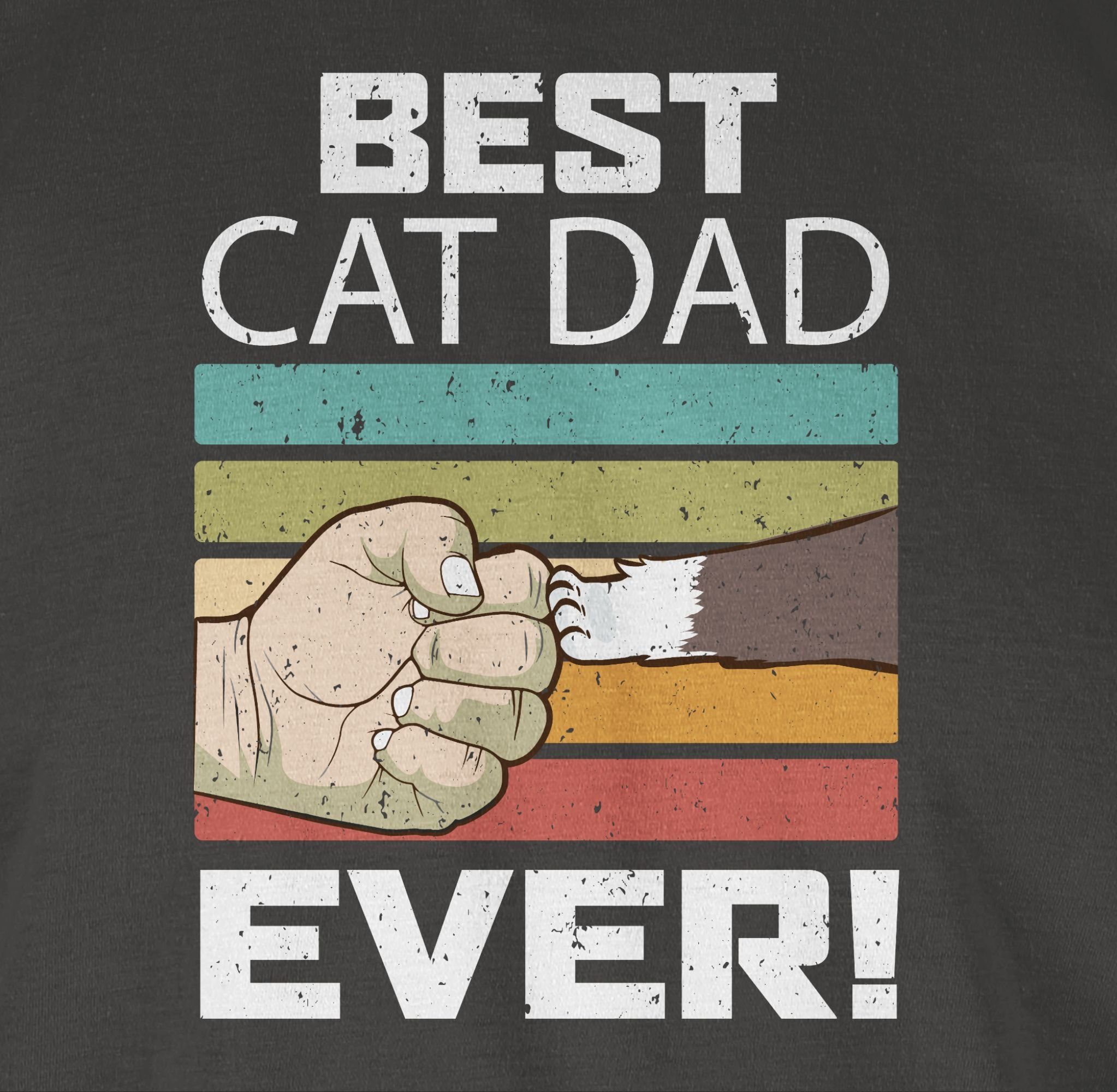 Herren Shirts Shirtracer T-Shirt Best Cat Dad Ever - Vintage weiß - Katzenbesitzer Geschenk - Herren Premium T-Shirt Katze und K