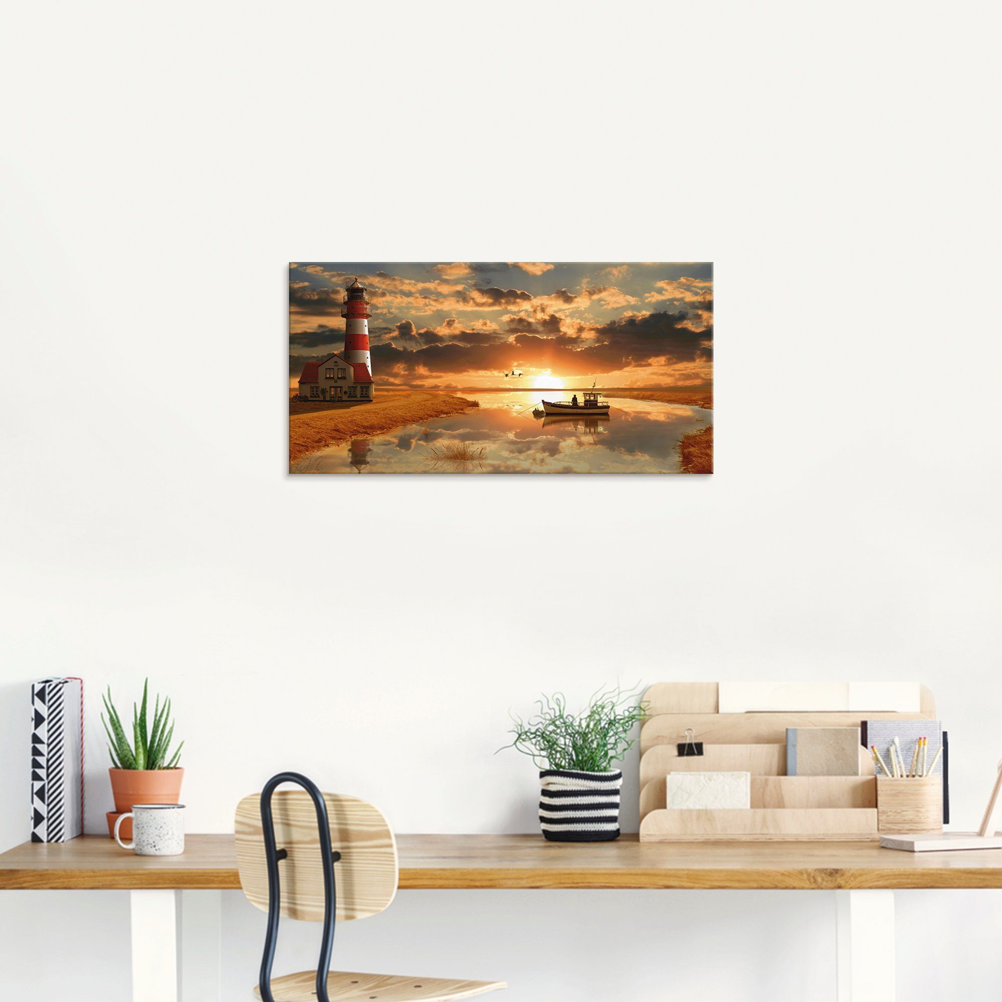 Artland Glasbild Maritime Idylle beim Leuchtturm, günstig online kaufen