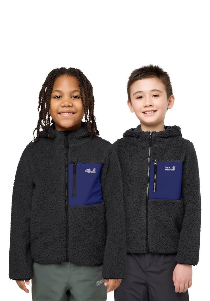 Jack Wolfskin Fleecejacke ICE CURL HOOD JACKET K Fleecejacke, kuschelig, warm und atmungsaktiv, mit Kapuze