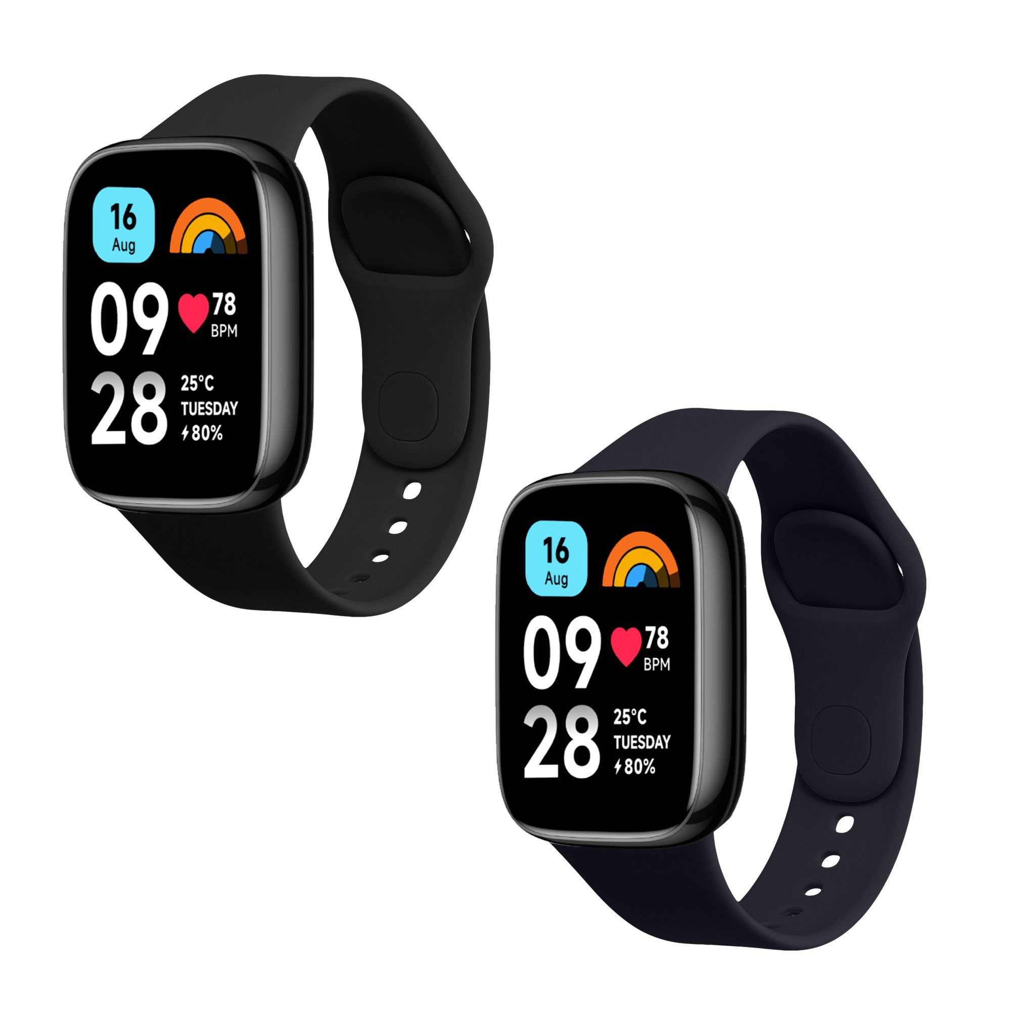 Silikon Sportarmband für Set Redmi Fitnesstracker 3 Watch 2x Armband kwmobile Xiaomi TPU Active, Uhrenarmband