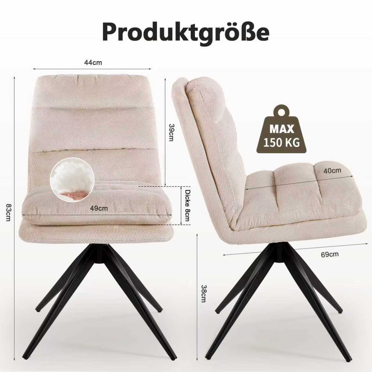 DITAIX Polsterstuhl 360° Drehstuhl mit Rückkehrfunktion für das Esszimmer, günstig online kaufen