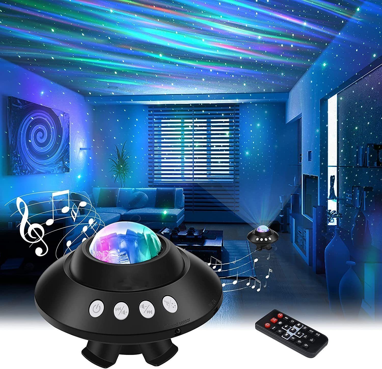 XIIW LED-Sternenhimmel »Bluetooth LED Farbwechsel Sternenhimmel Nachtlicht  Projektor Lampe«, Polarlicht Projektion Einschlaflicht mit Fernbedienung,  Timer für Schlafzimmer Kinderzimmer