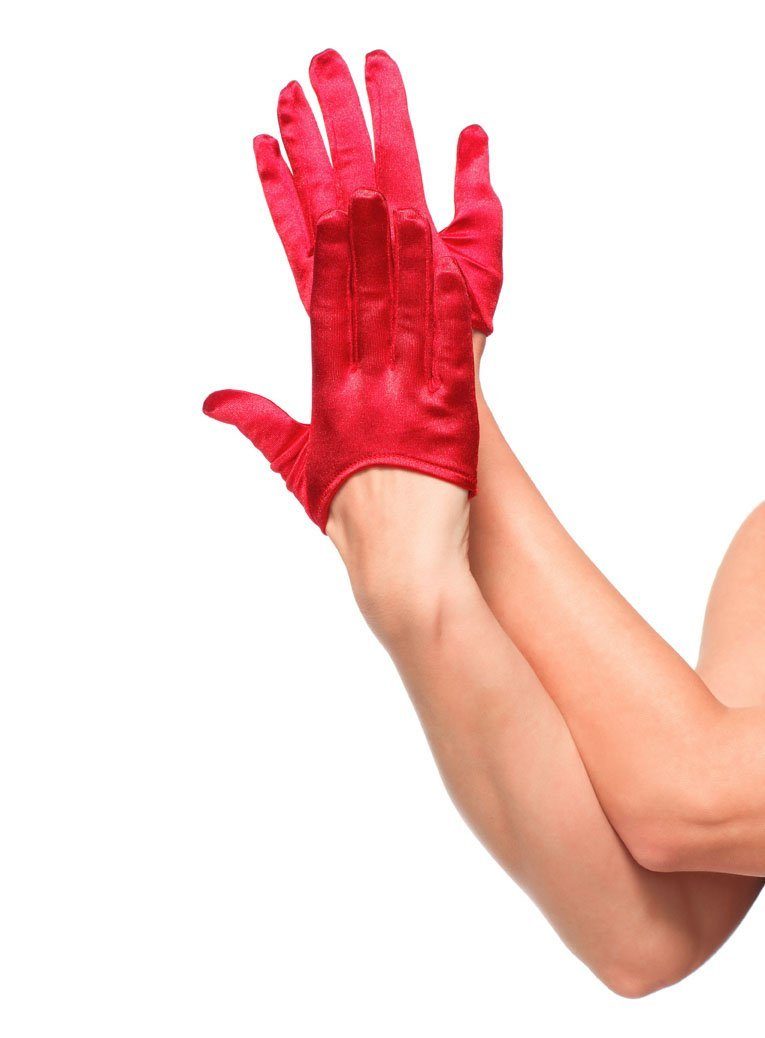 Leg Avenue Kostüm Kurze Satinhandschuhe in weiß, schwarz, rot, Attraktive Kostümergänzung, erhältlich in drei Farben