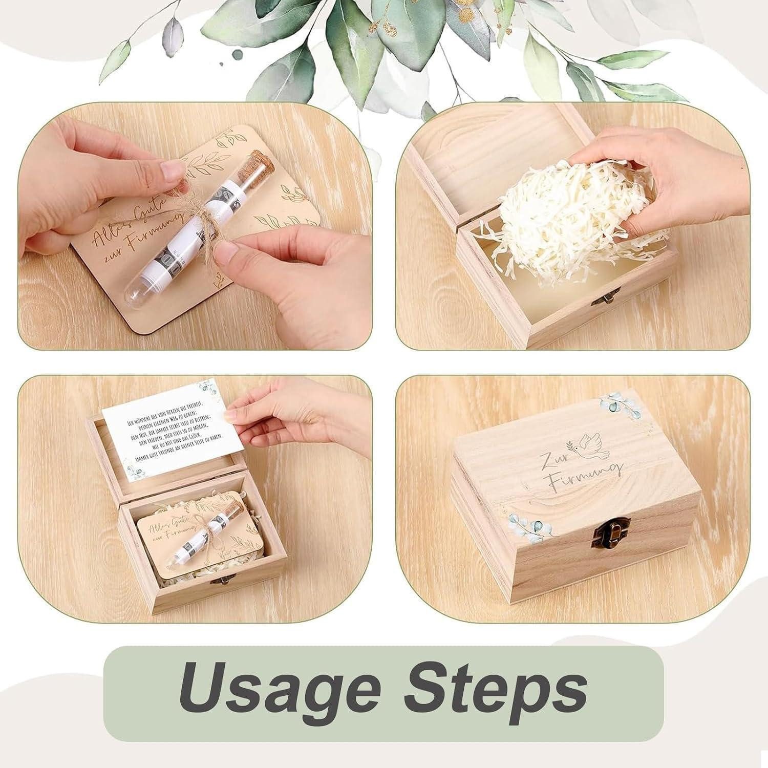 LuxusKollektion Geschenkbox Firmung Geldgeschenk Holzbox Set naturfarben – Bild 5 von 5