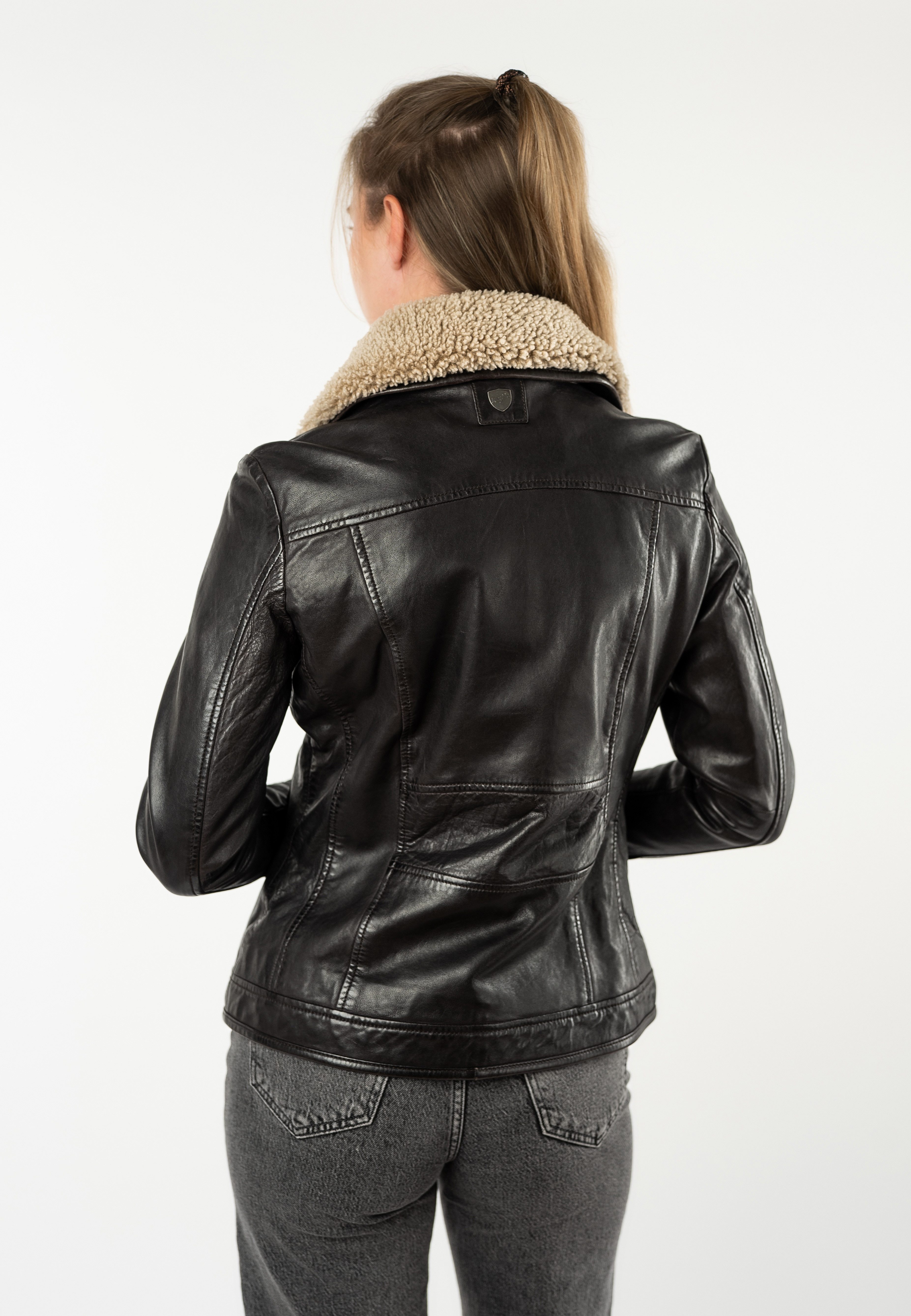 Mauritius Lederjacke MWBriselle mit Teddyfell-Kragen