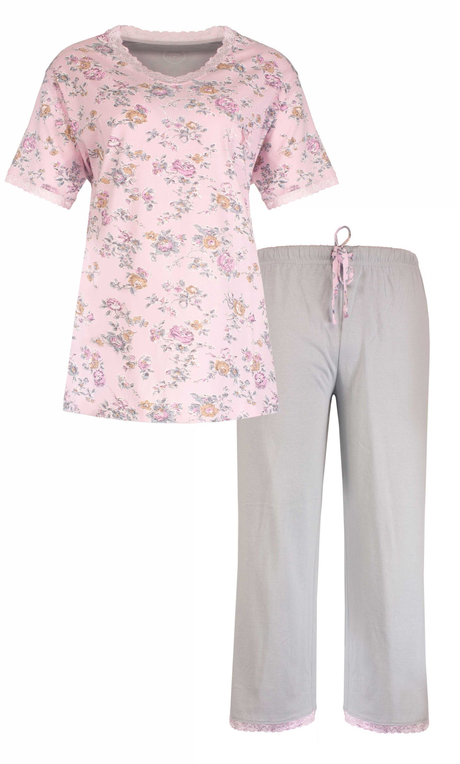 Tenderness Schlafanzug Damen Pyjama mit Caprihose (2 tlg) Baumwolle | Pyjama-Sets