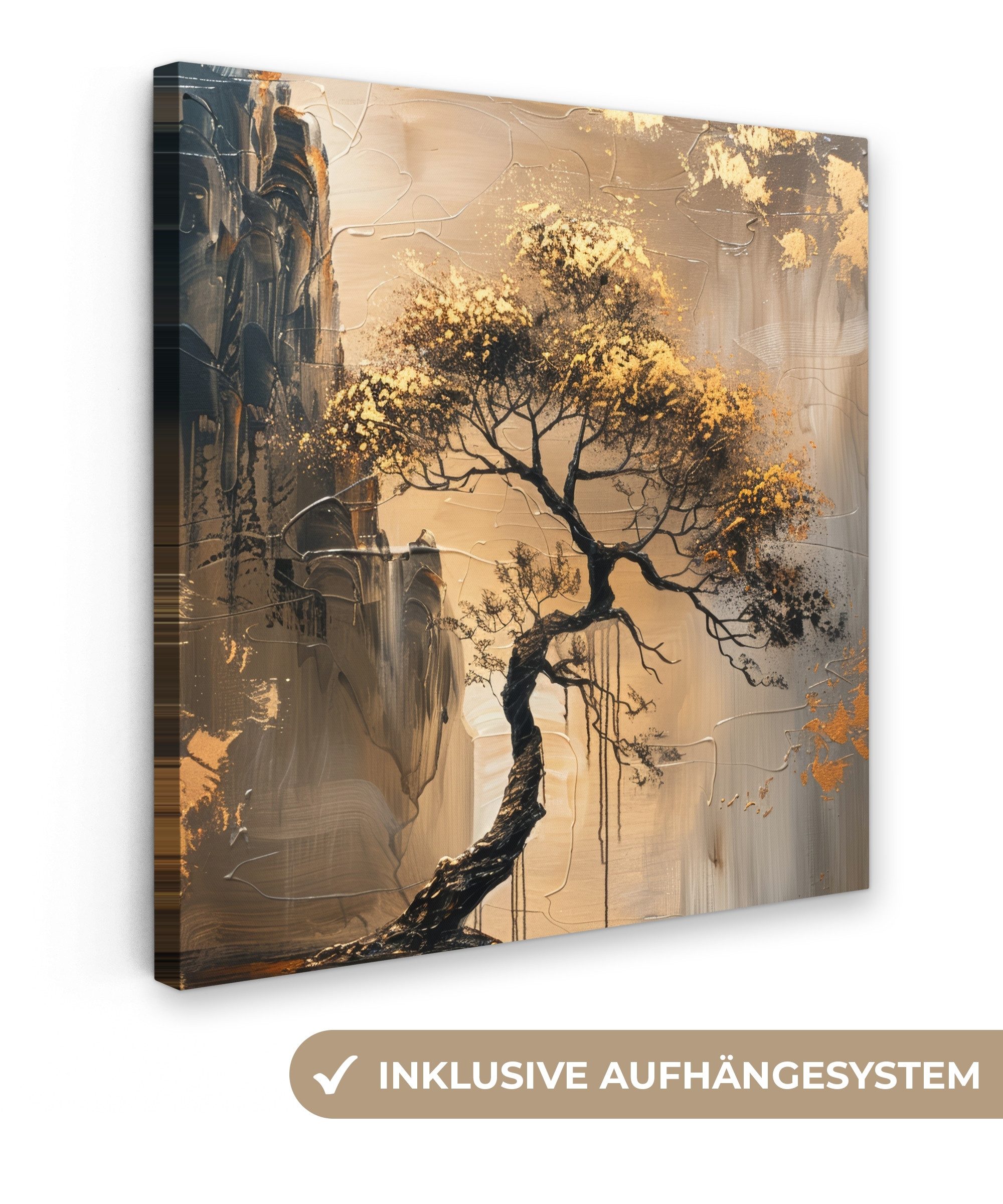OneMillionCanvasses® Leinwandbild Baum - Gold - Landschaft - Farbe, Fotodru günstig online kaufen