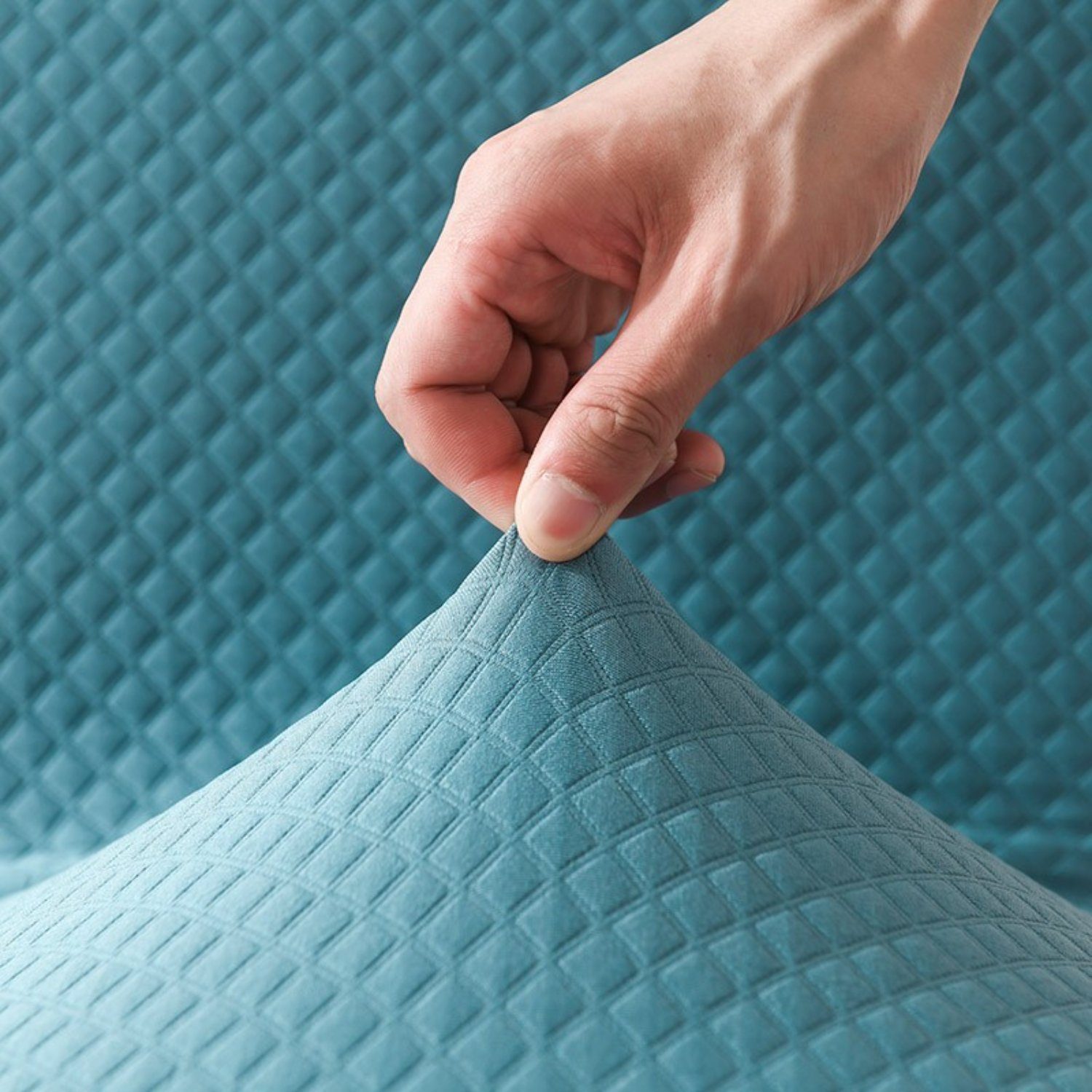 Stuhlschutz HOMEIDEAS, Stretch-Jacquard Blau Stuhlhusse, Esszimmerstuhlbezug