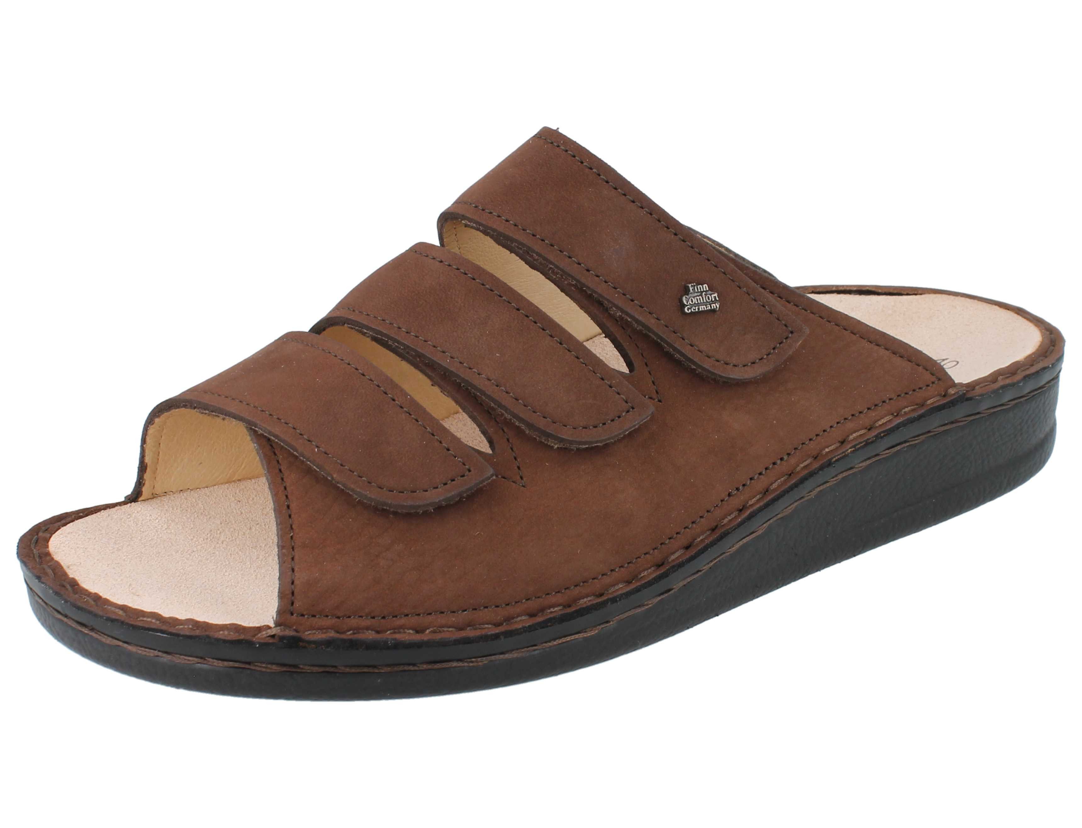 FINN COMFORT Korfu Herren Pantolette nussbraun Nubukleder - Größe: Hausschuh