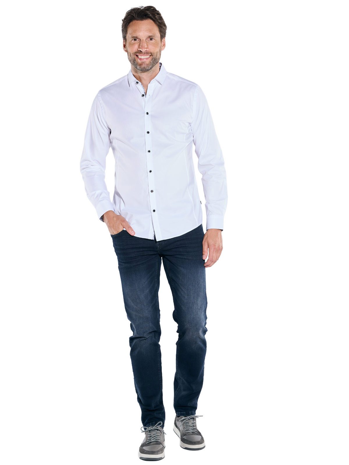 Engbers Langarmhemd Herren Hemd "My Favorite", Reinweiss