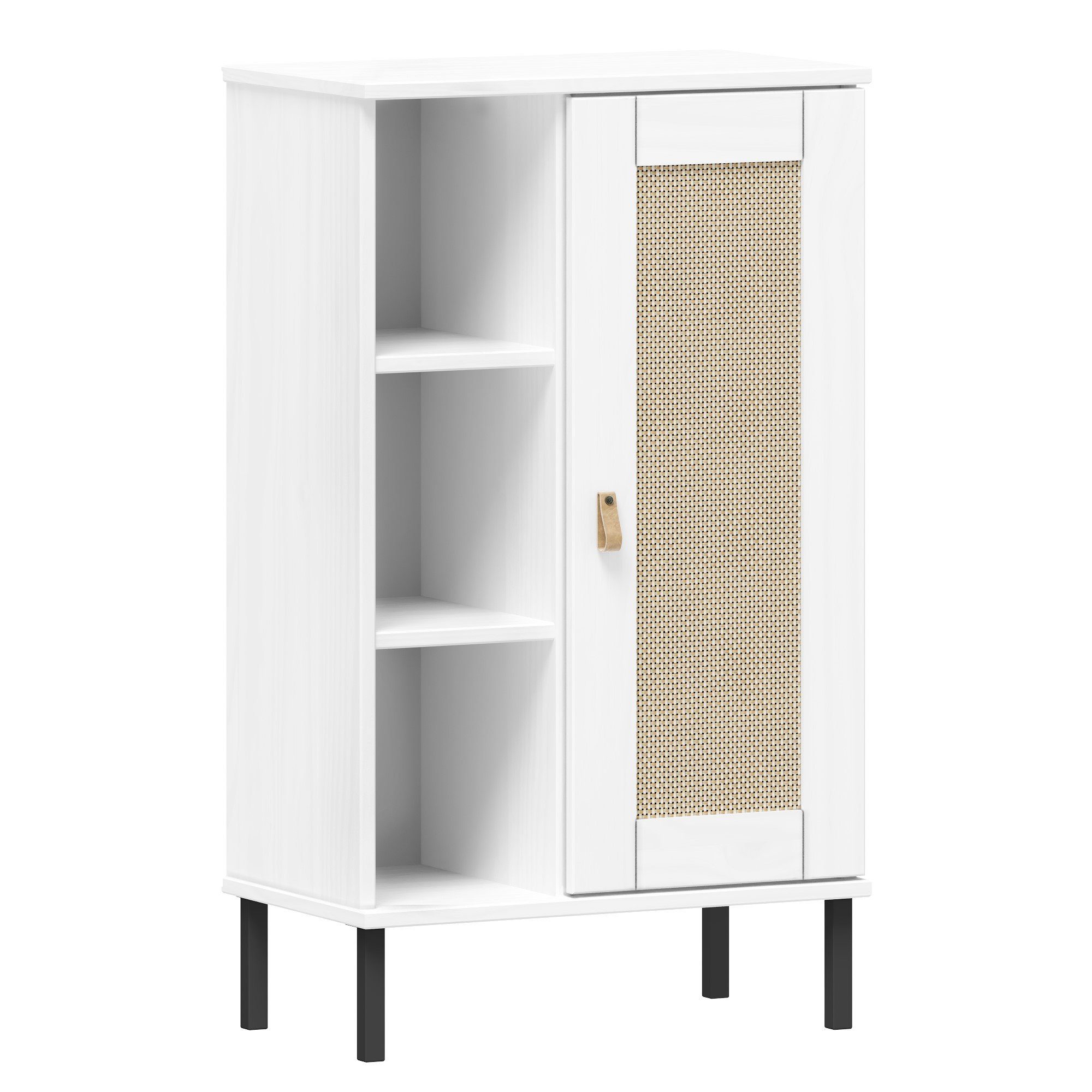 Woodroom Regal Moderner Holzschrank Valencia, Wohnzimmerschrank aus Kiefer, weiß, 52x90x32 cm