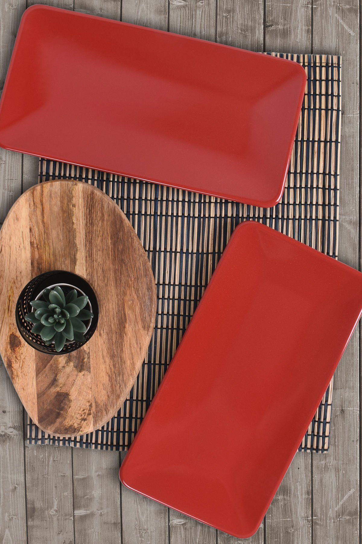 Hermia Concept Teller-Set KRM1329, rot, Essteller, 100% Keramik