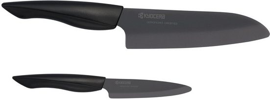 KYOCERA Messer-Set »SHIN« (Set, 2-tlg), Gemüsemesser & Santokumessser, extrem scharf, Klinge aus schwarzer, innovativer Zirkoniakeramik